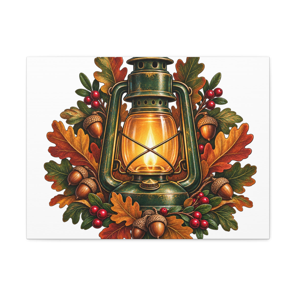 Autumn Oak Lantern and Acorns Canvas
