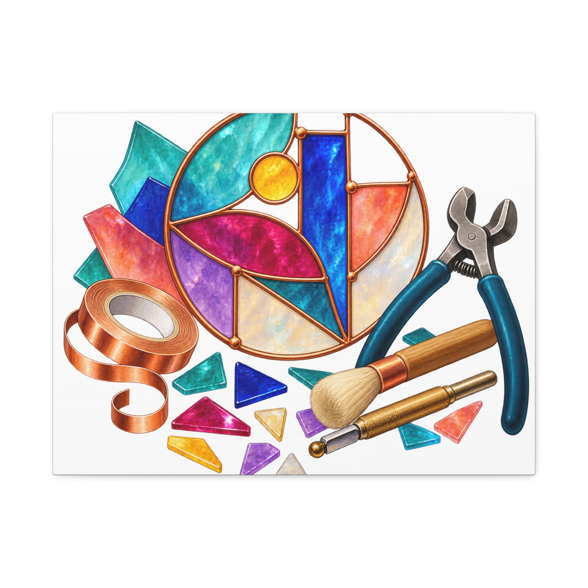 Abstract Stained Glass Suncatcher Workshop Canvas