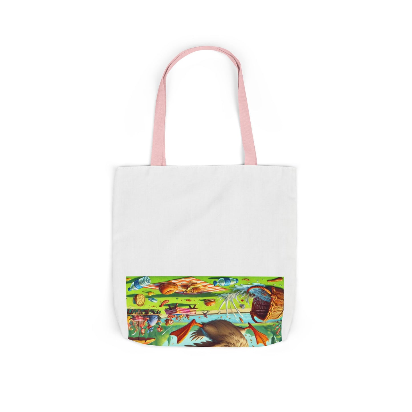 Chaotic Picnic Duck Funny Summer Canvas Tote Bag