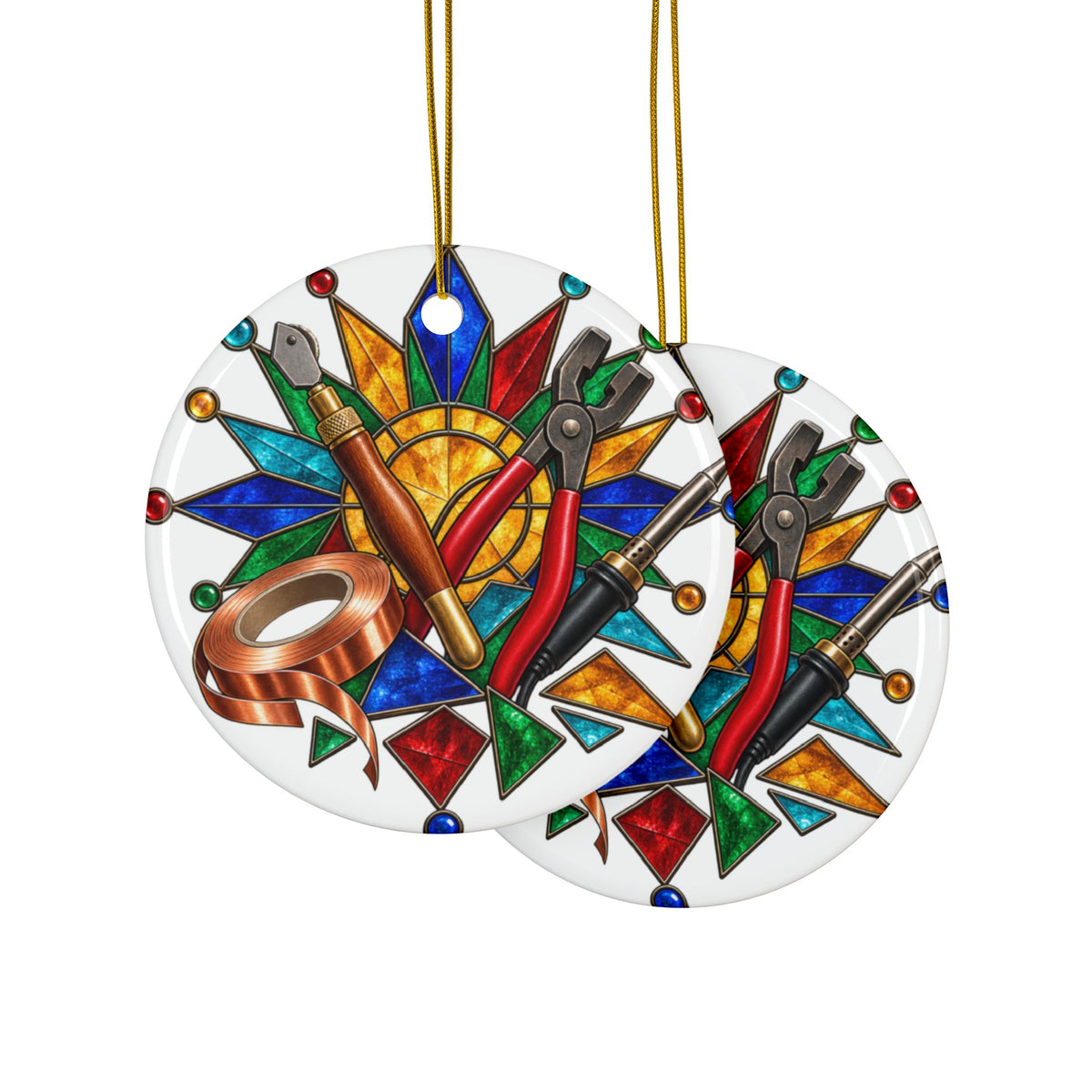 Stained Glass Workshop Tools Round Ornament