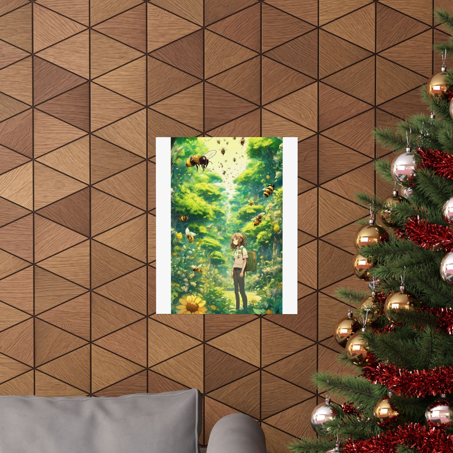Bee Garden Explorer Anime Nature Art Poster