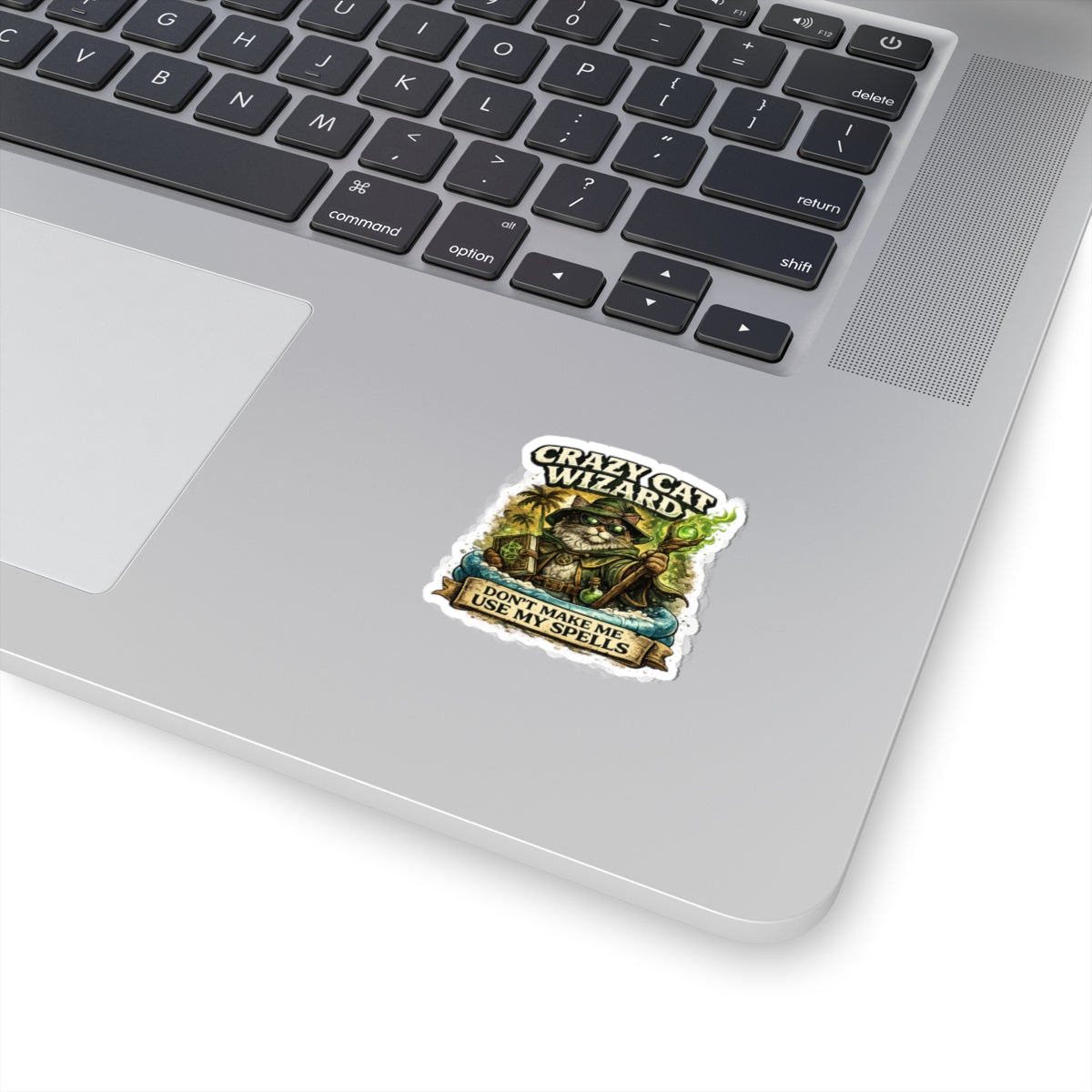 Crazy Cat Wizard Funny Fantasy Magic Sticker