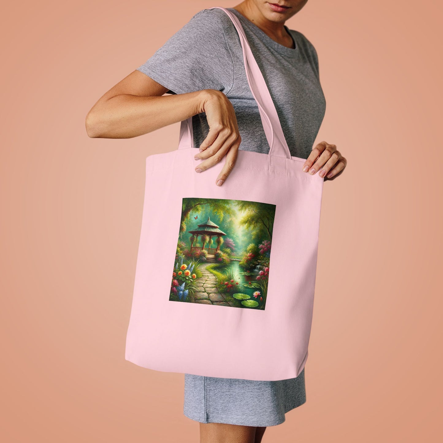 Spring Garden Gazebo Floral Landscape Tote Bag