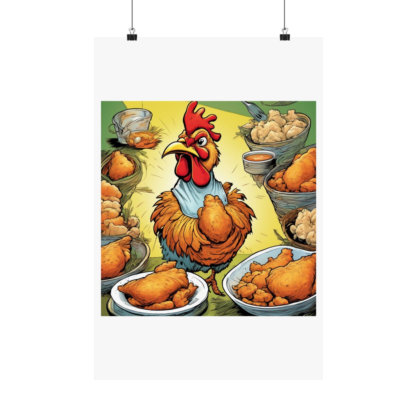 Funny Chicken Fried Food Comfort Food Art Poster