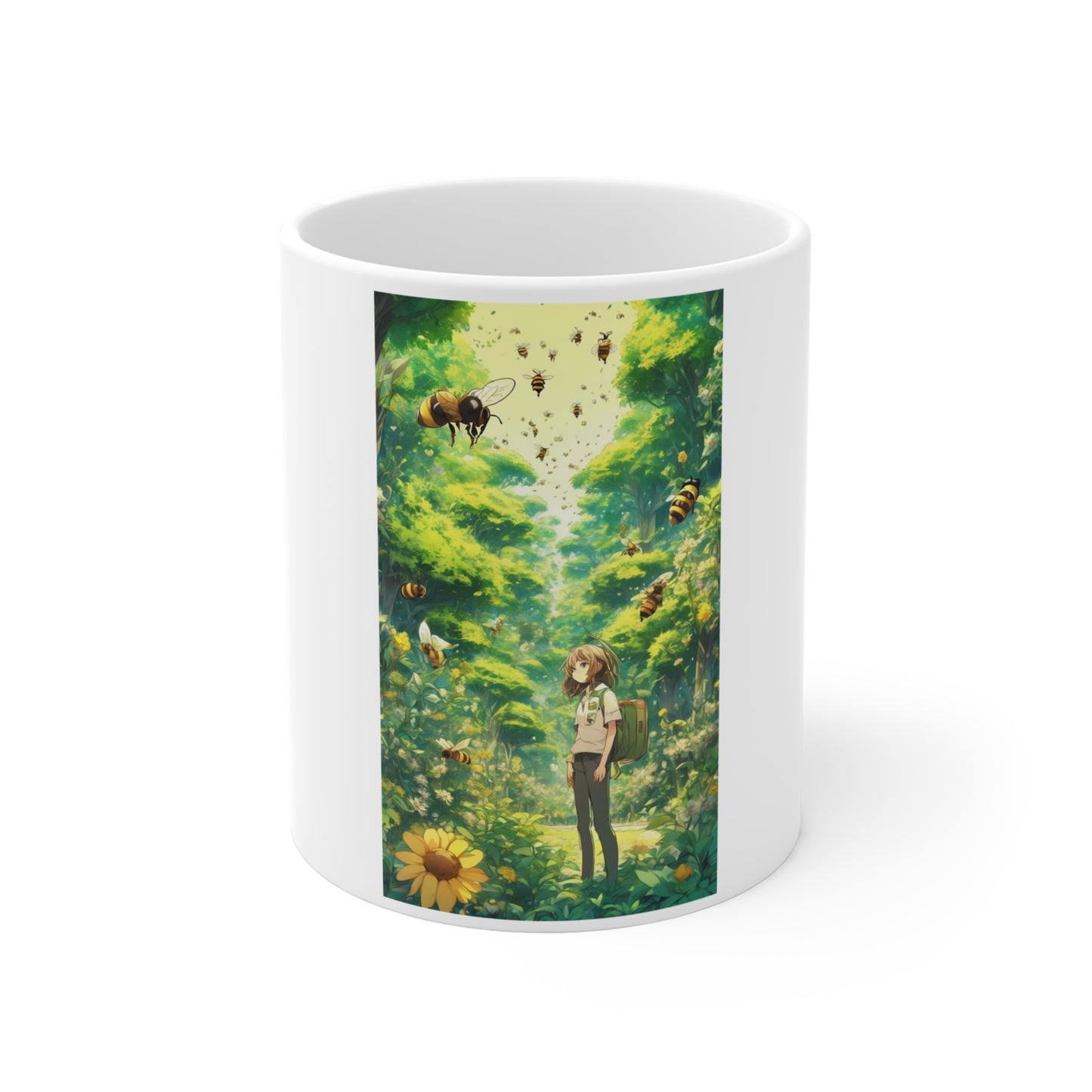 Bee Garden Explorer Anime Nature Art Coffee Mug