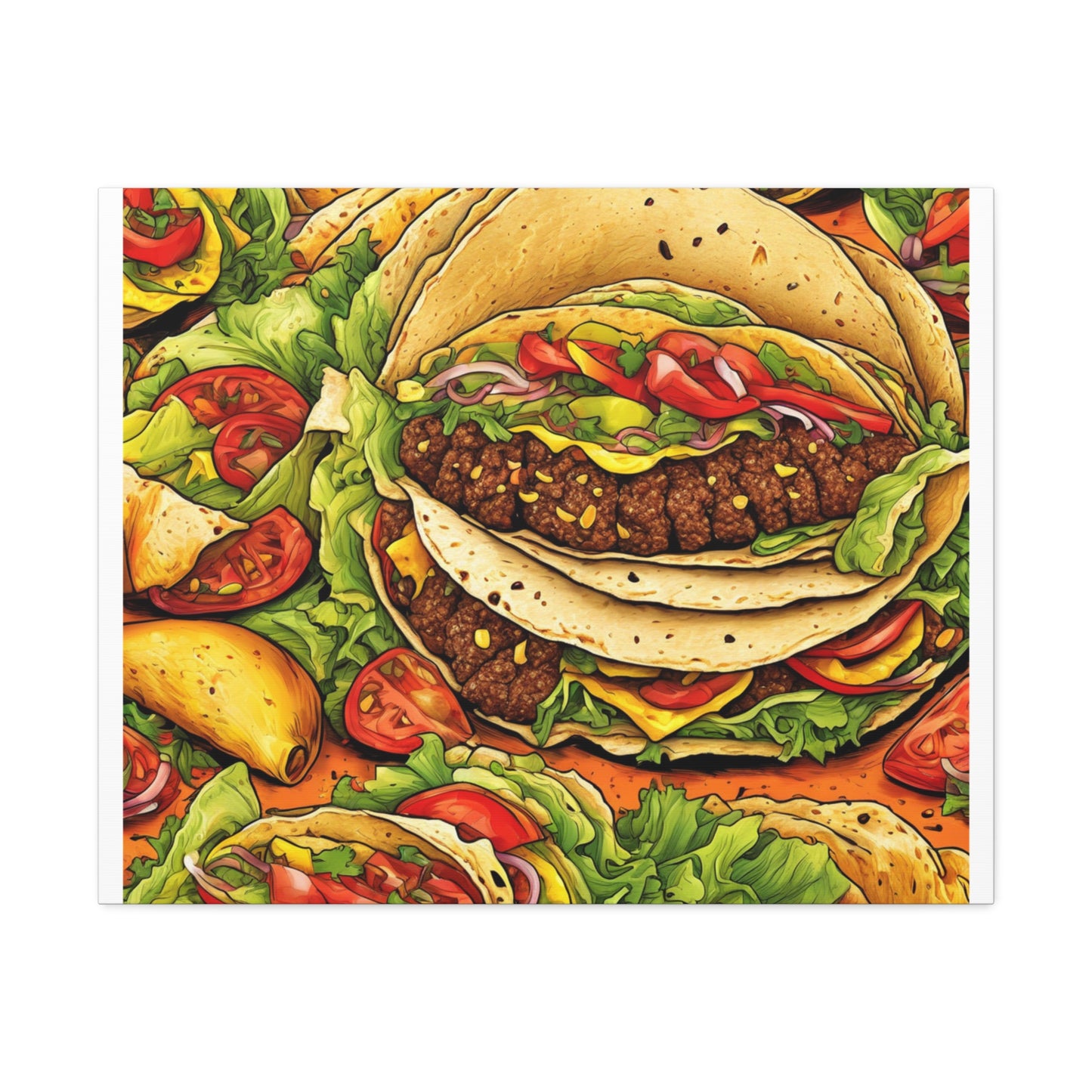 Stacked Taco Fiesta Foodie Gift Art Canvas
