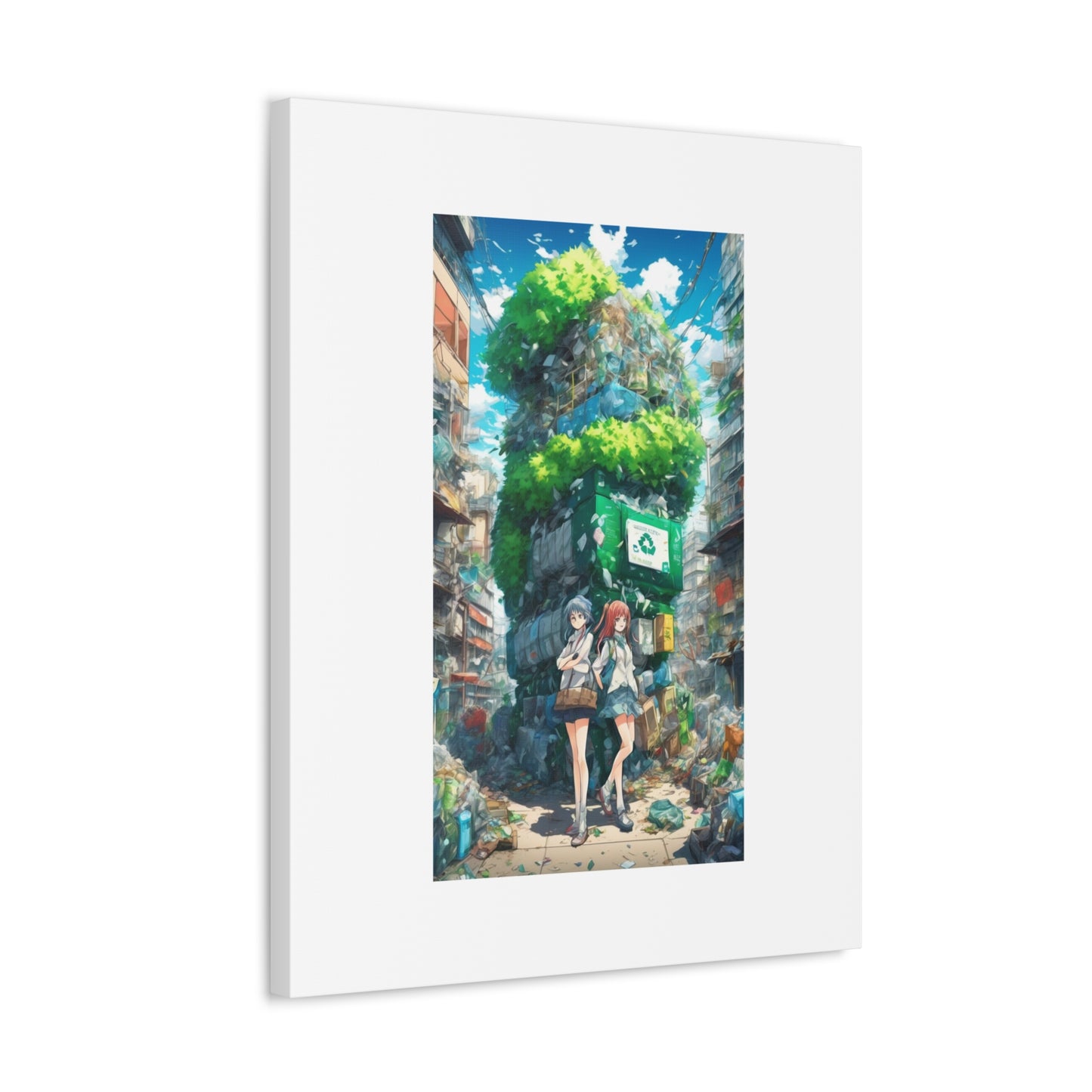 Urban Recycling Anime Friends Eco City Canvas Print