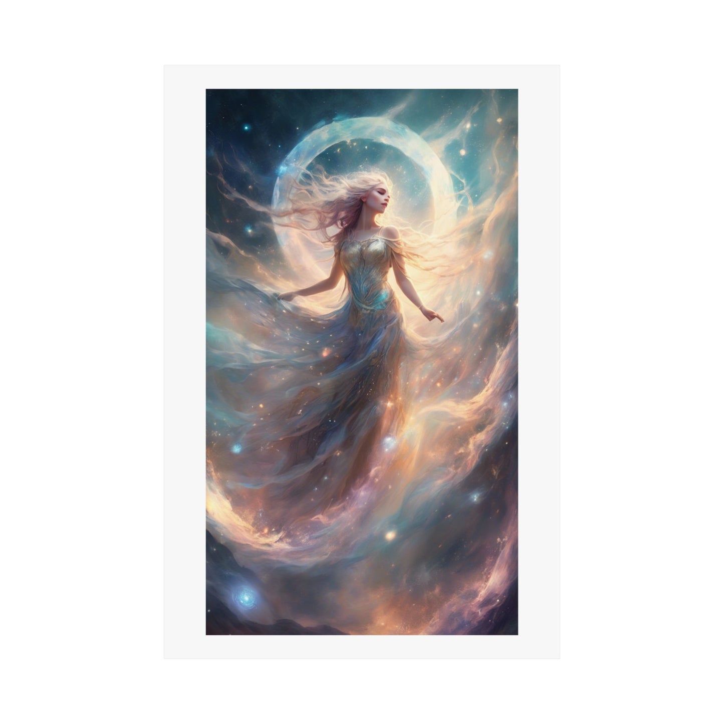 Moonlit Celestial Dancer Fantasy Portrait Poster
