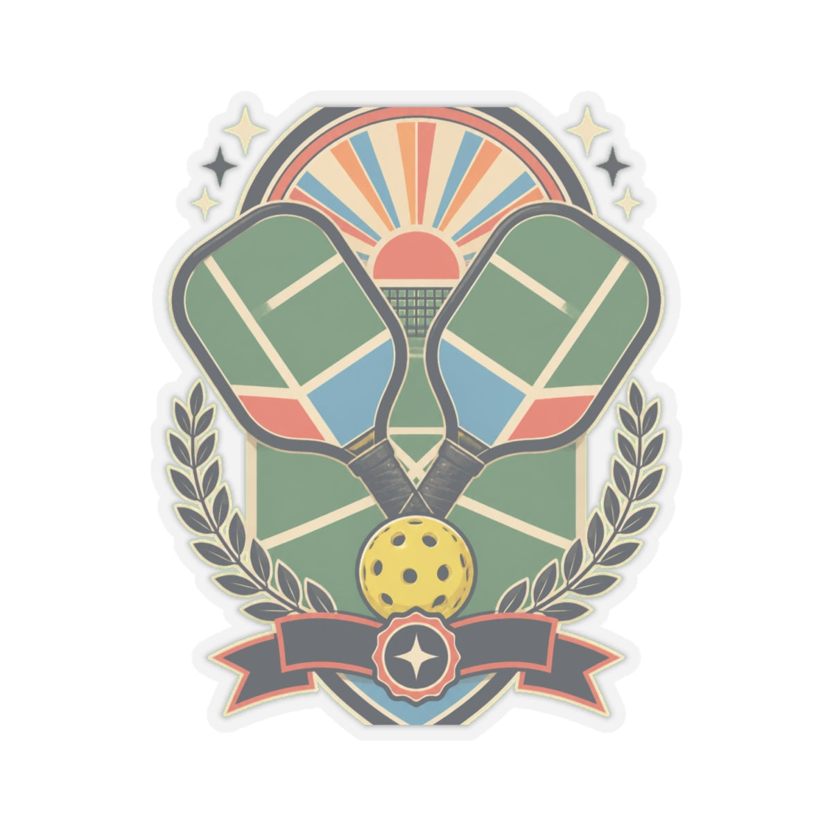Retro Pickleball Court Club Sport Sticker