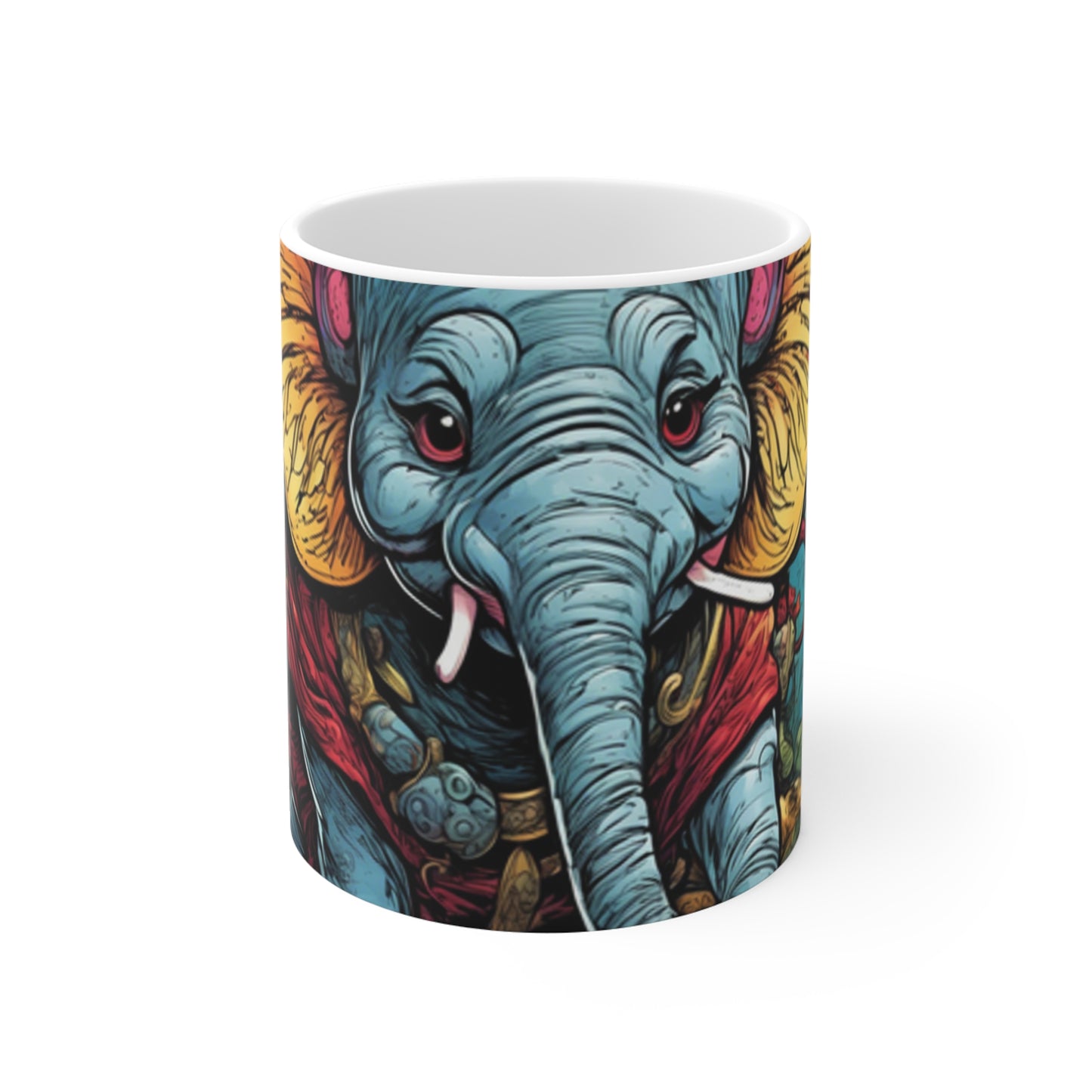 Colorful Elephant Garden Parade Wildlife Animal Art Coffee Mug