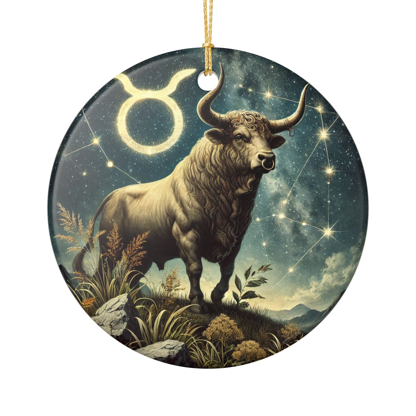 Taurus Zodiac Sign Christmas Ornament Elegant Holiday Decor with Taurus Symbol & Constellation - Perfect Astrology Gift Idea!