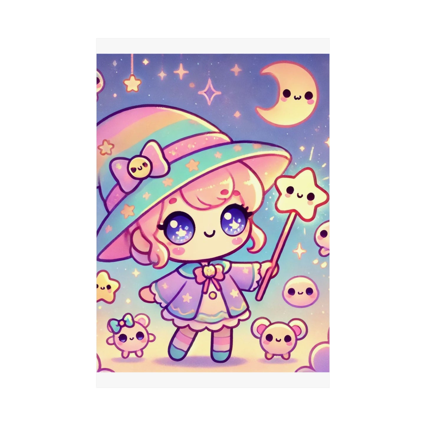 Kawaii Moon Wand Pastel Fantasy Wall Art Poster