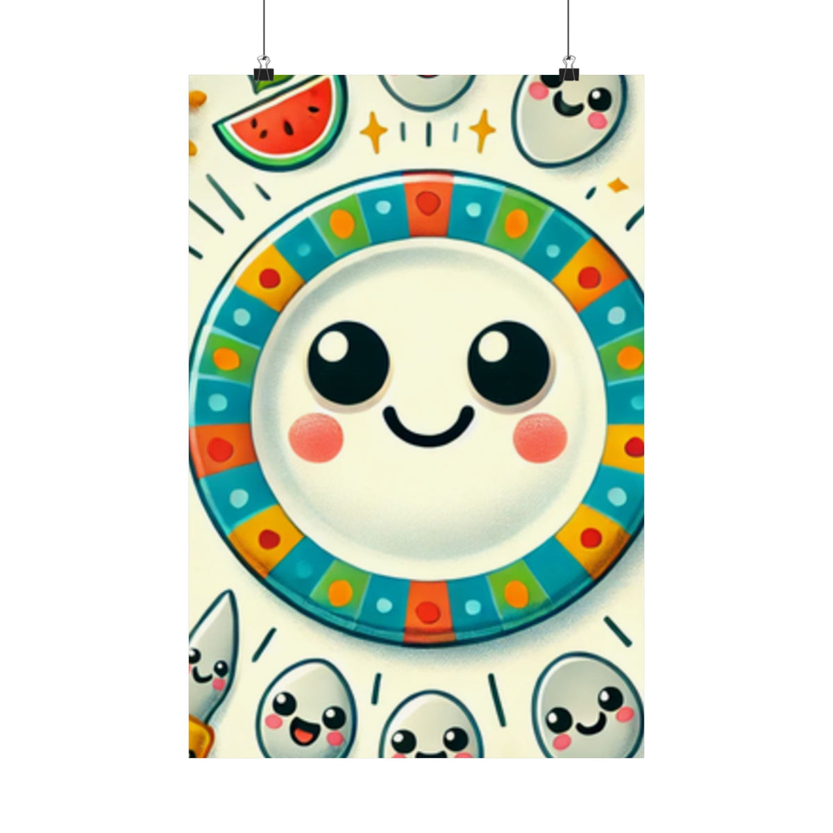 Happy Little Kitchen Club Kawaii Food Poster Kitchen Wall Art Decor
