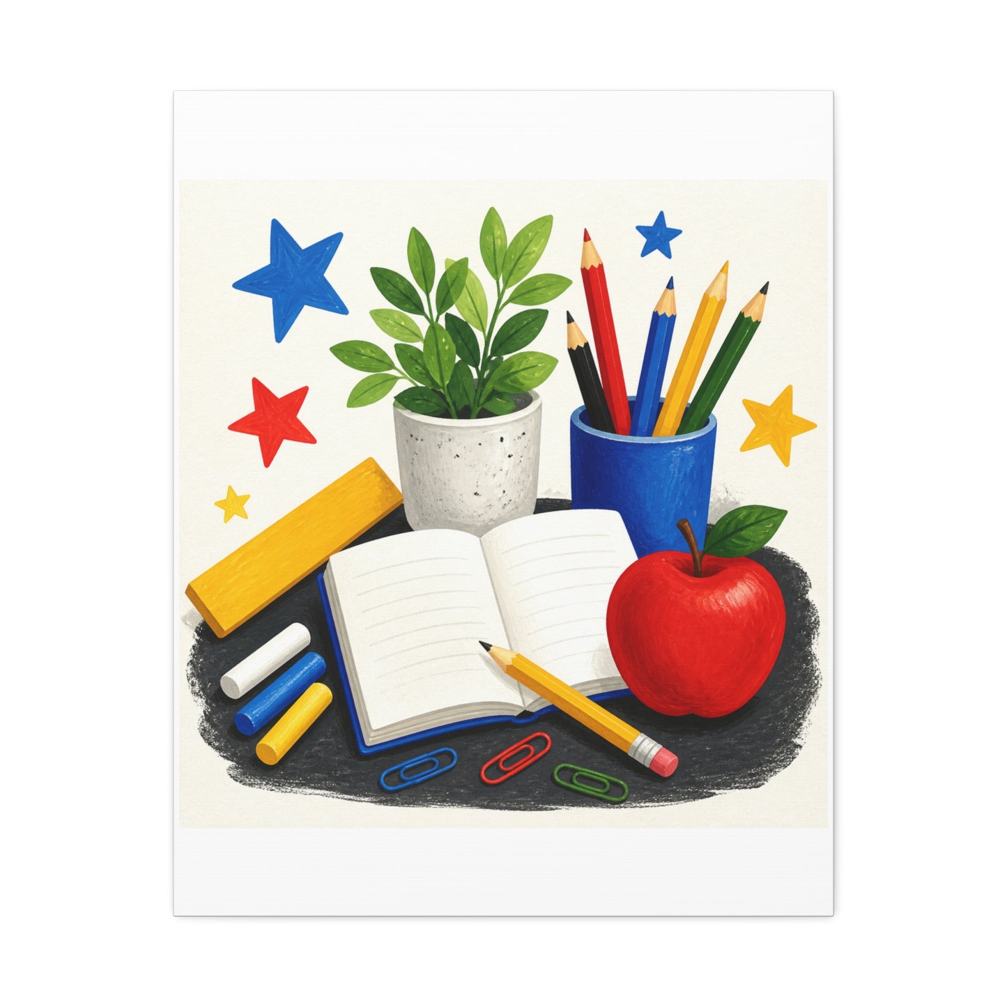 Colorful Classroom Supplies Teacher Appreciation Canvas Art
