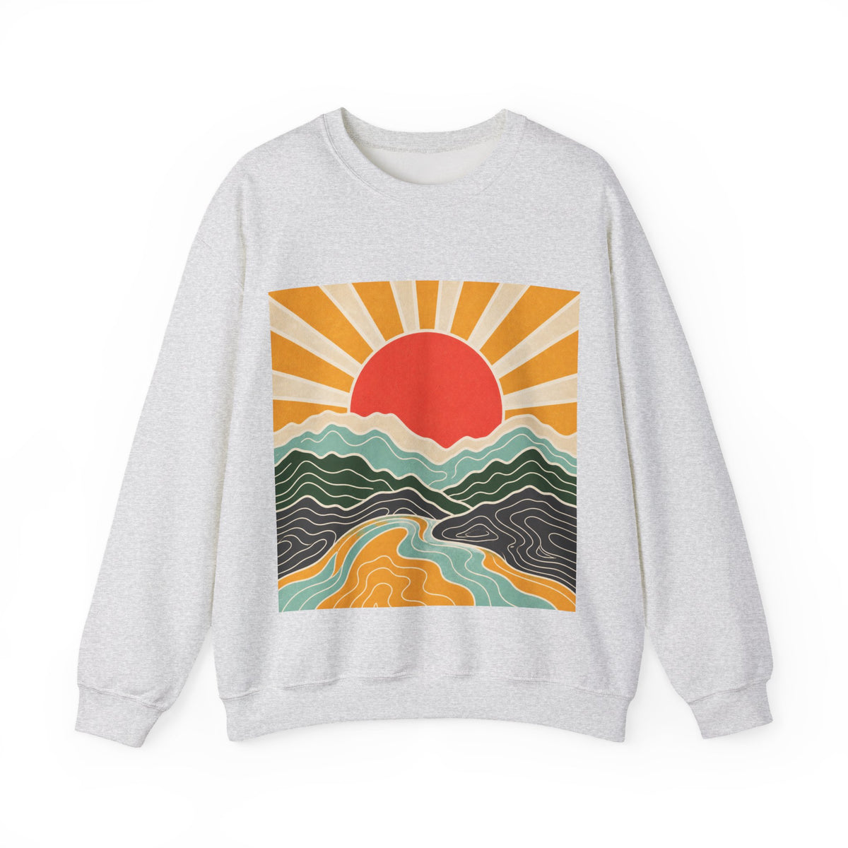 Topographic Sunrise Modern Outdoor Art Sweatshirt