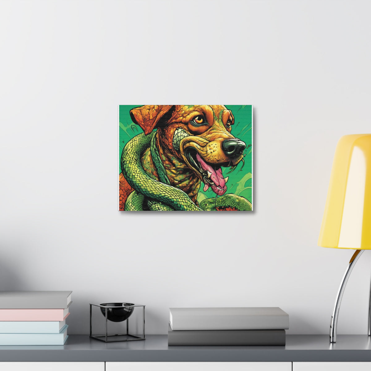 Serpent Guardian Dog Bold Fantasy Creature Canvas Art