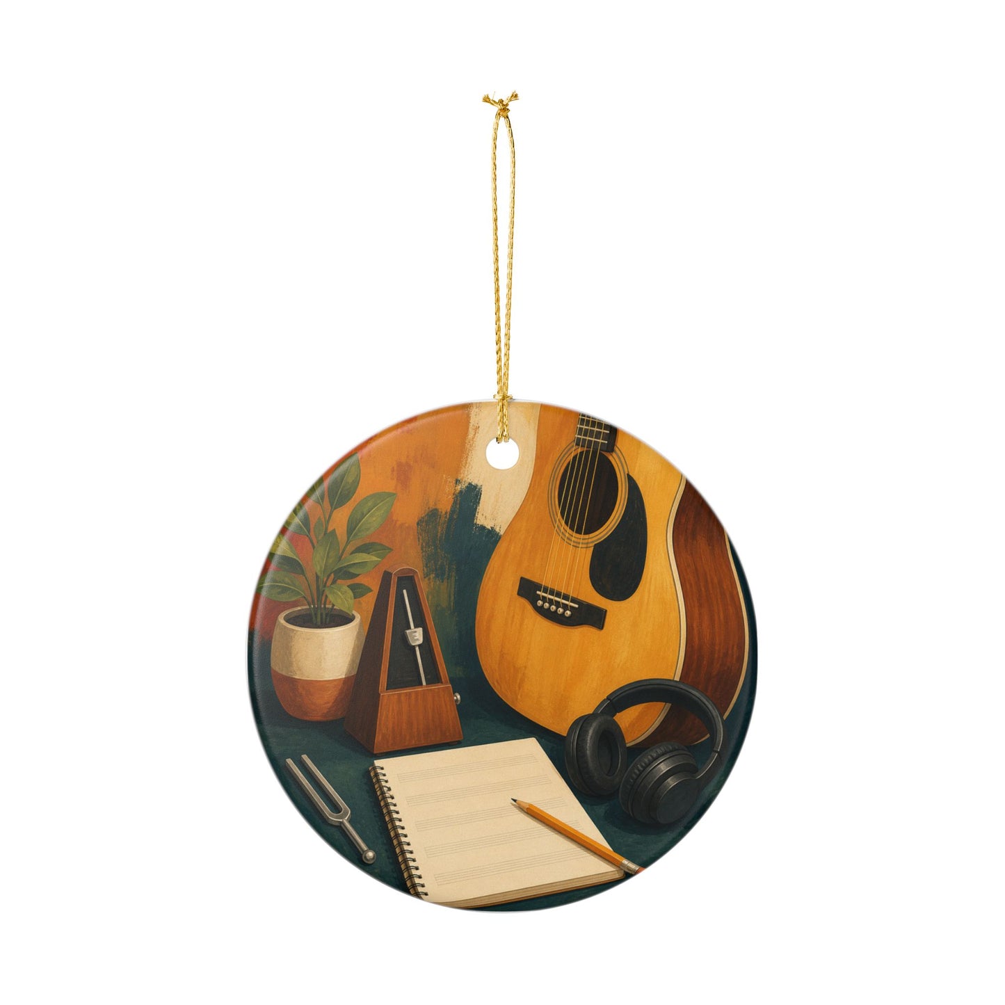 Warm Music Practice Hobby Art Ceramic Ornament, Holiday Keepsake and Gift