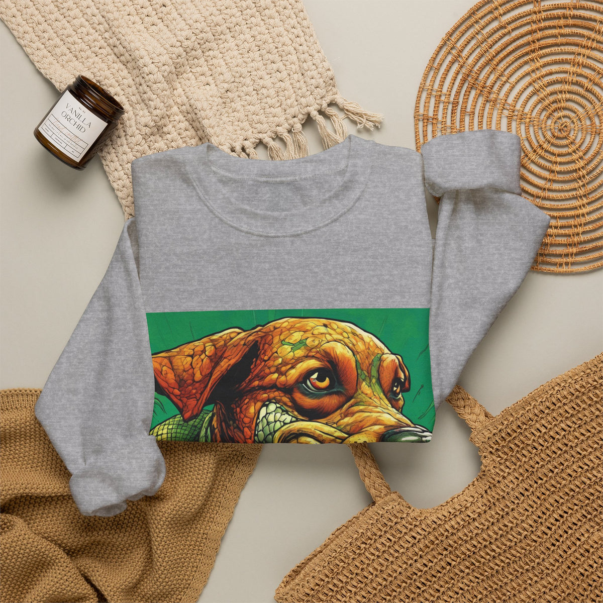 Serpent Guardian Dog Bold Fantasy Art Sweatshirt