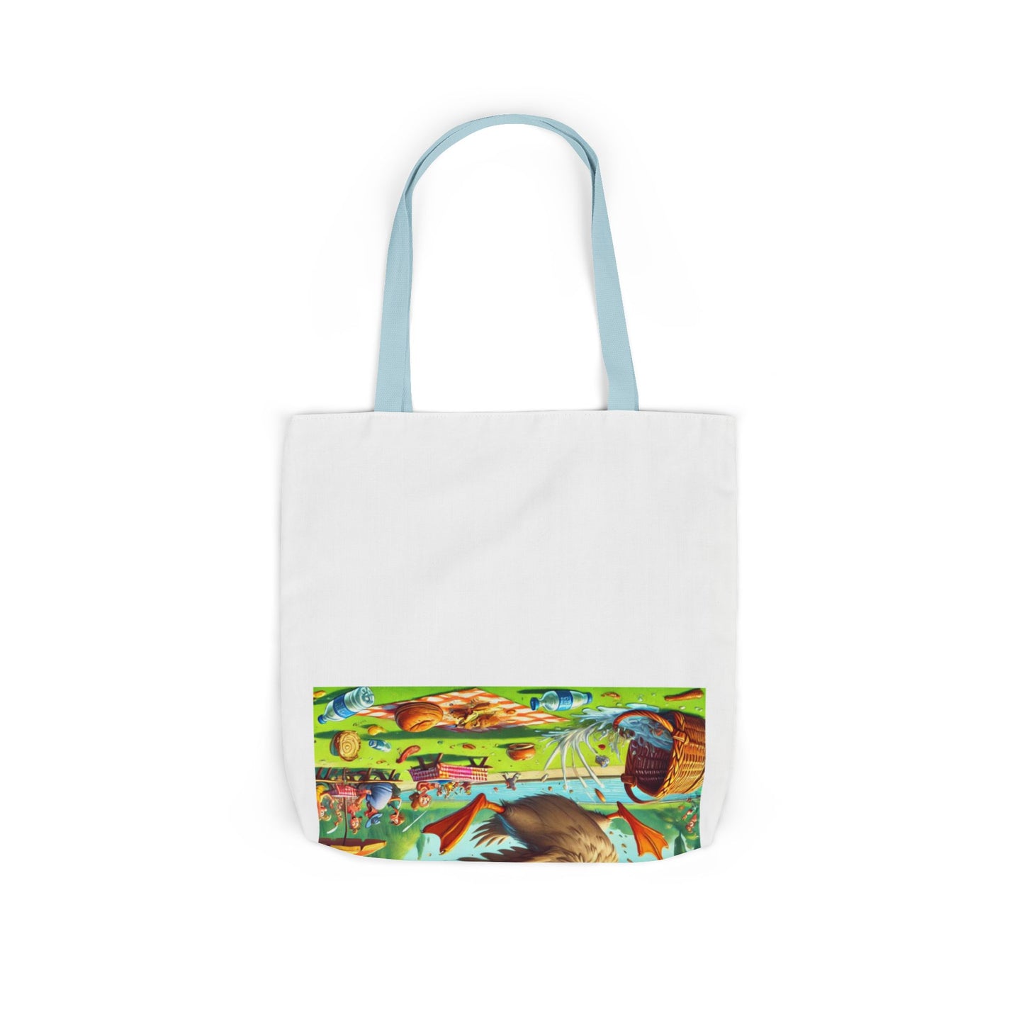 Chaotic Picnic Duck Funny Summer Canvas Tote Bag