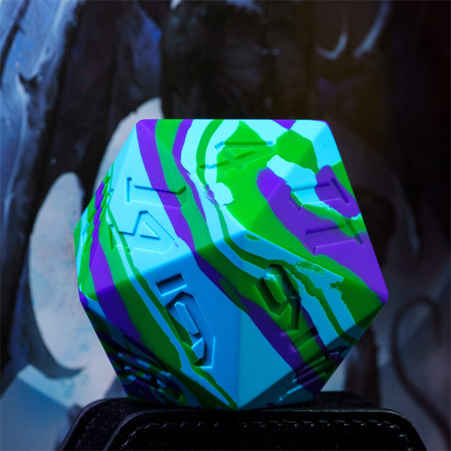 Large Wonderland Blue/Green Silicone d20 Dice 55mm | RPG Dice Novelty Piece