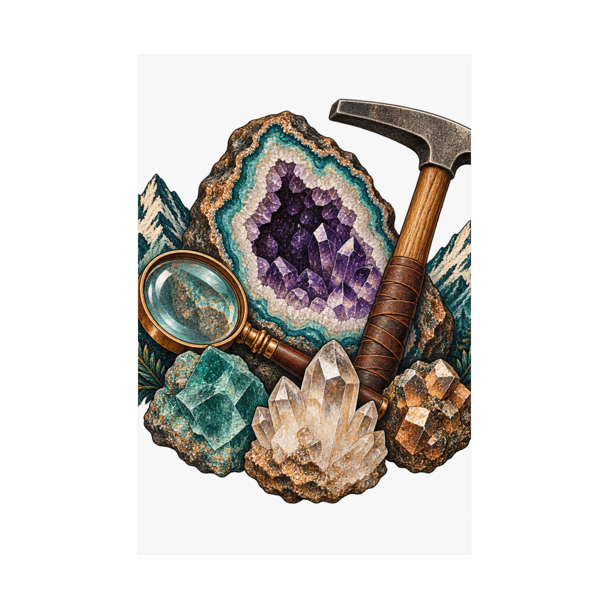 Vintage Geode and Rockhounding Field Kit Poster