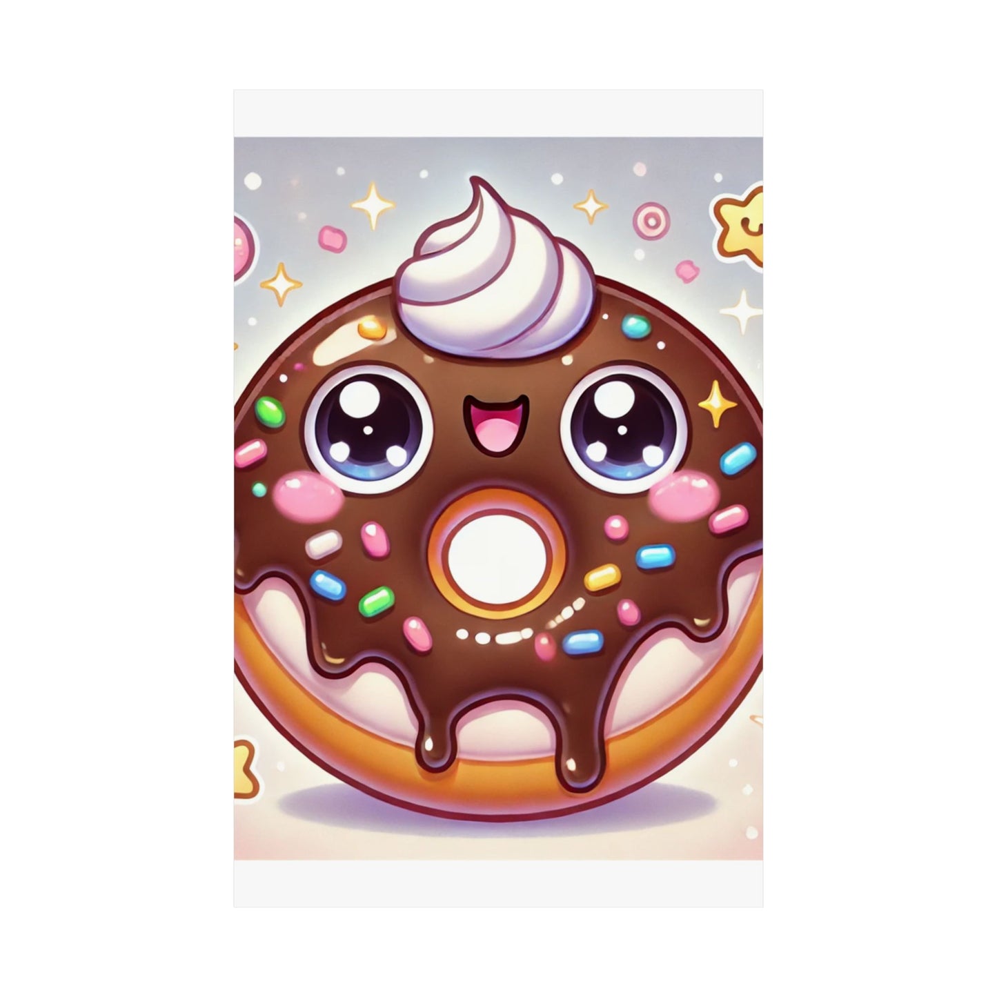 Kawaii Chocolate Donut Cute Dessert Art Poster