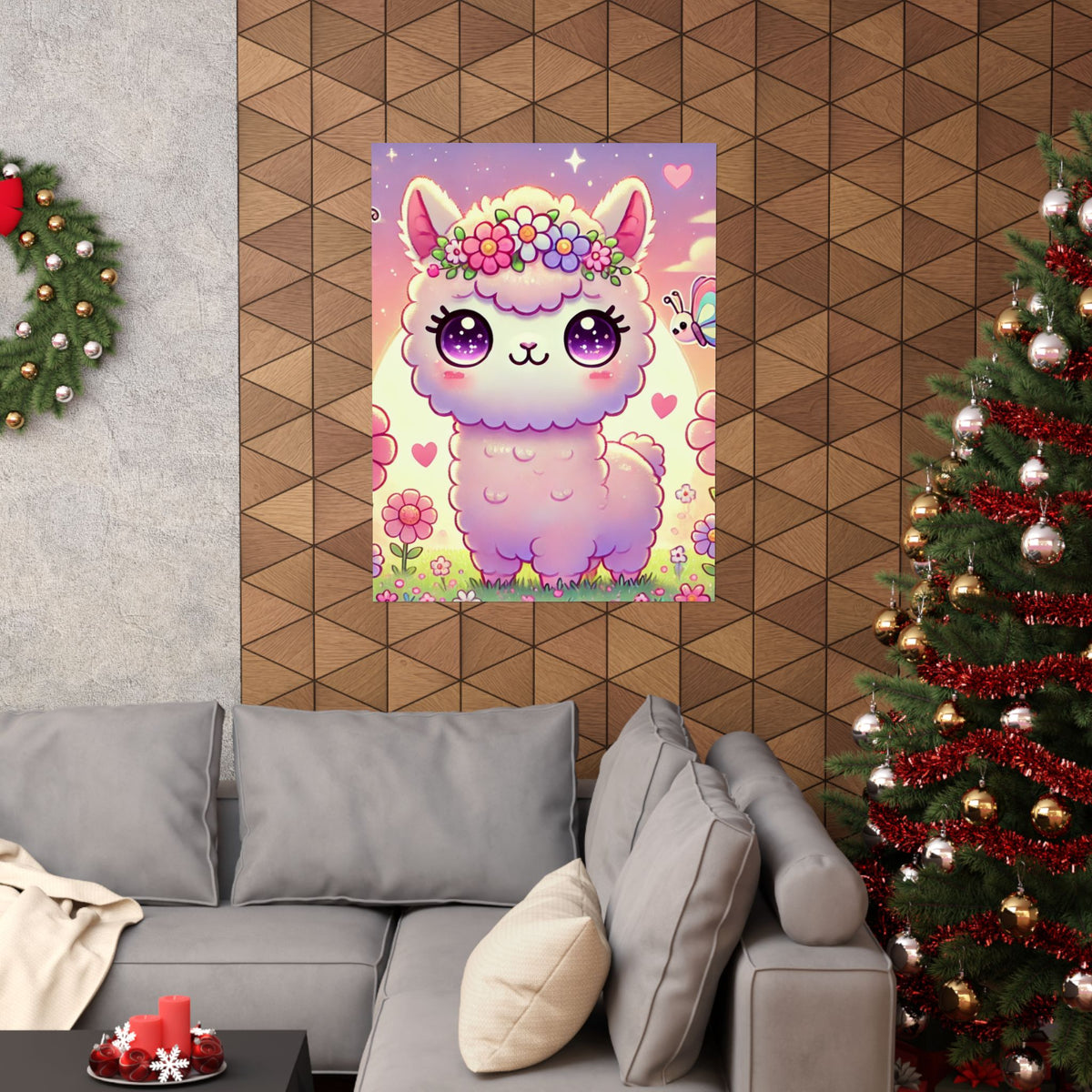 Pastel Floral Alpaca Garden Kawaii Wall Art Poster
