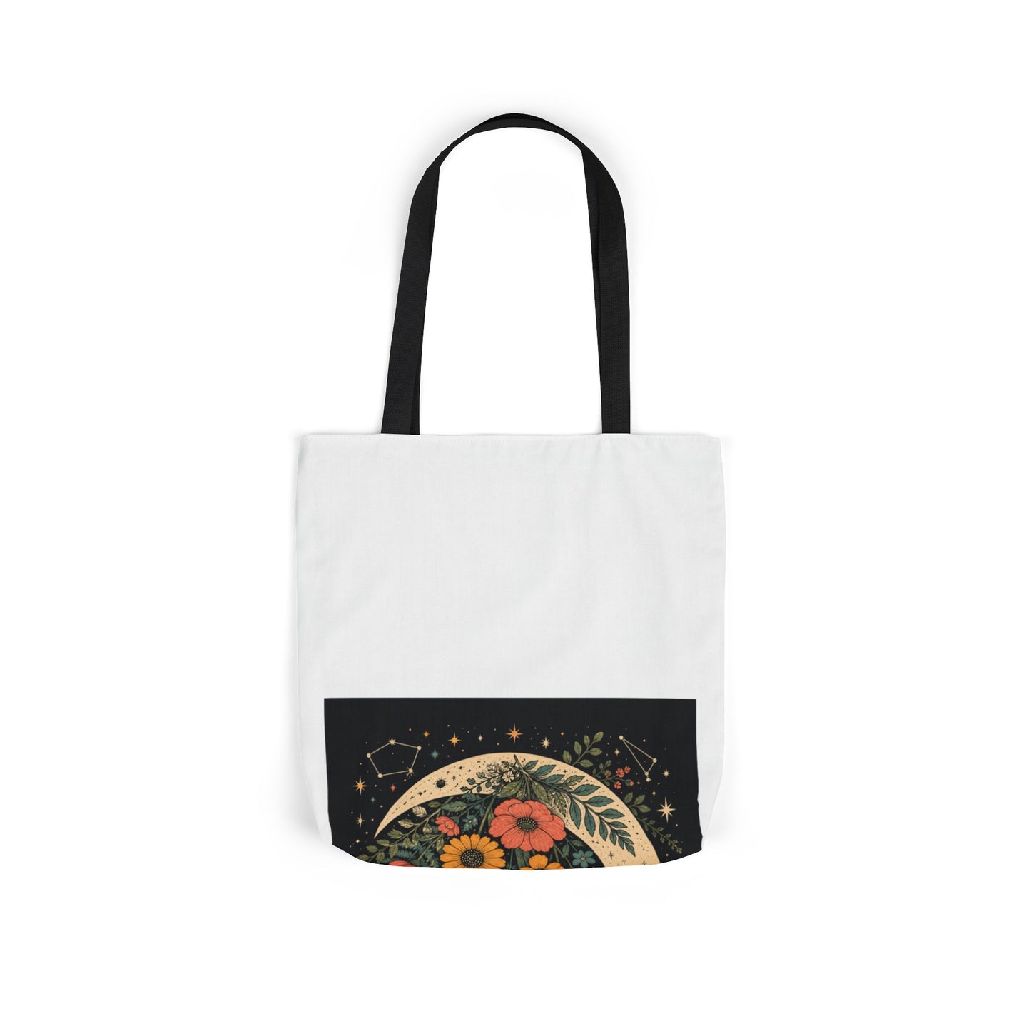 Celestial Wildflower Crescent Moon Botanical Tote Bag
