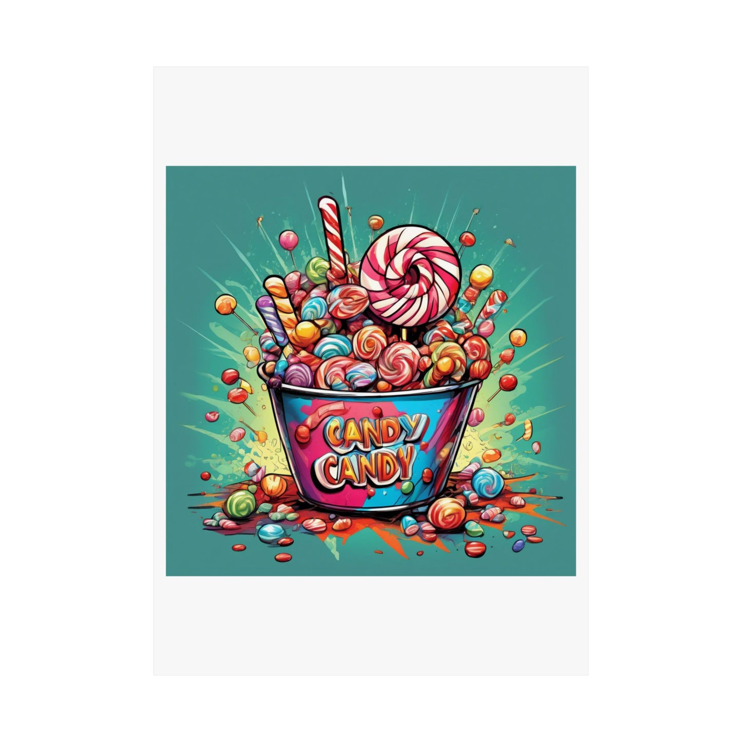 Holiday Candy Bucket Sweets Gift Art Poster
