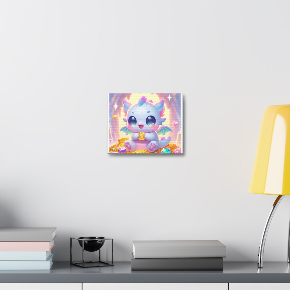 Pastel Treasure Dragon Kawaii Fantasy Canvas Wall Art