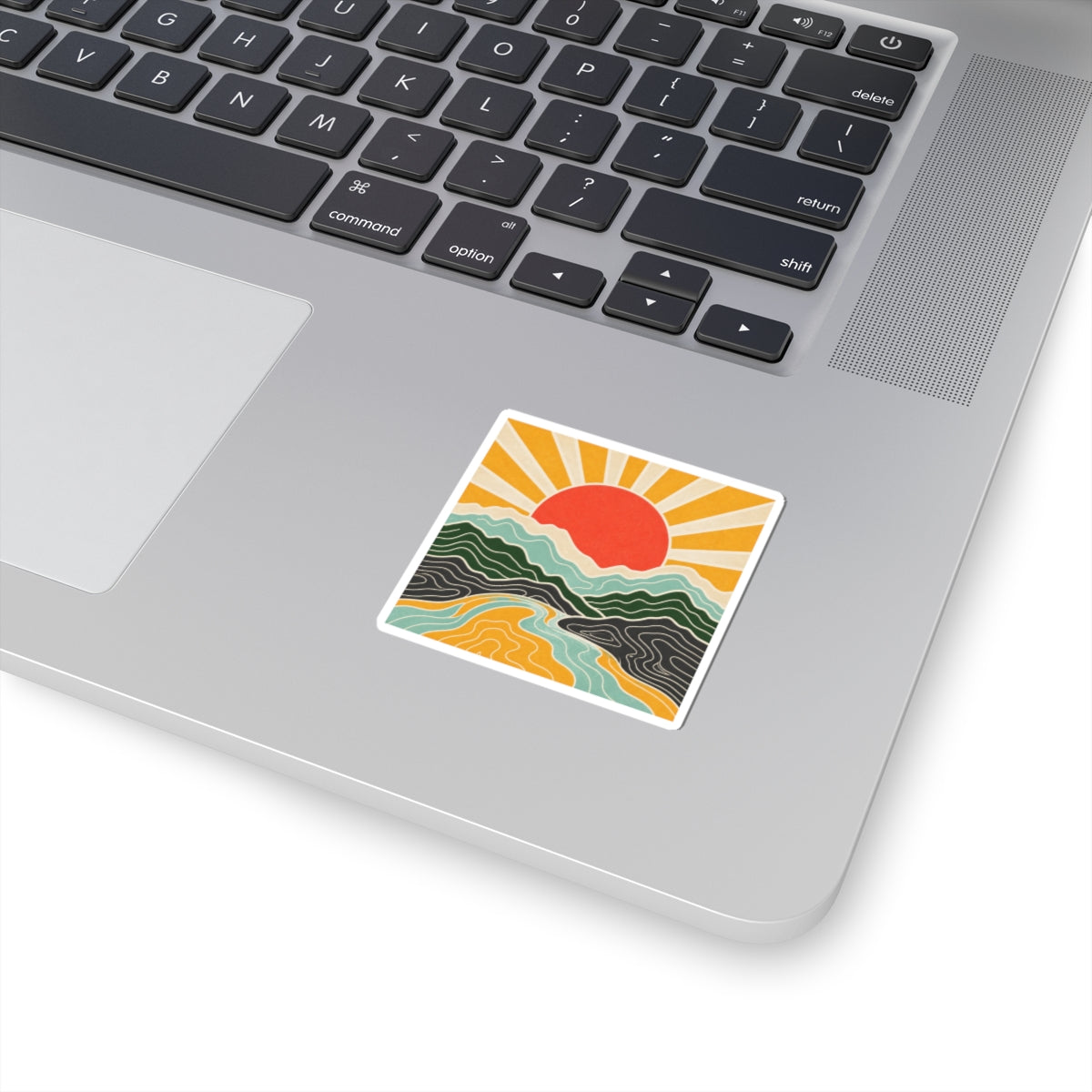 Topographic Sunrise Abstract Mountain Adventure Sticker