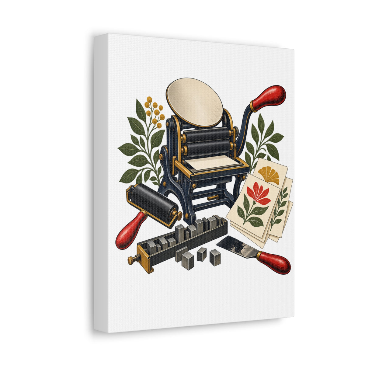 Botanical Letterpress Printshop Canvas