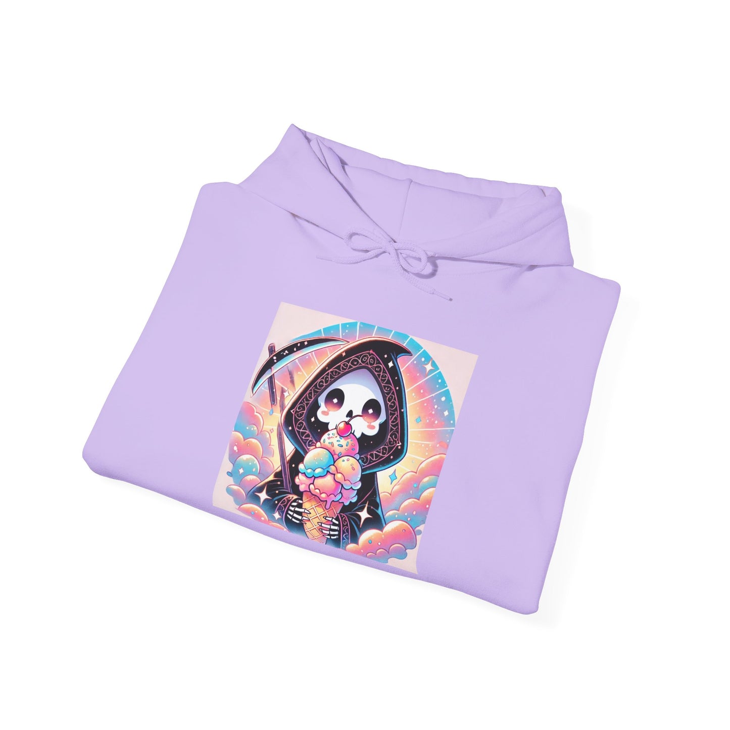 Grim Reaper Kawaii Anime Hoodie - Cute Ice Cream Design - Unisex Comfortable Hooded Sweatshirt - Fun & Stylish Gift Idea!