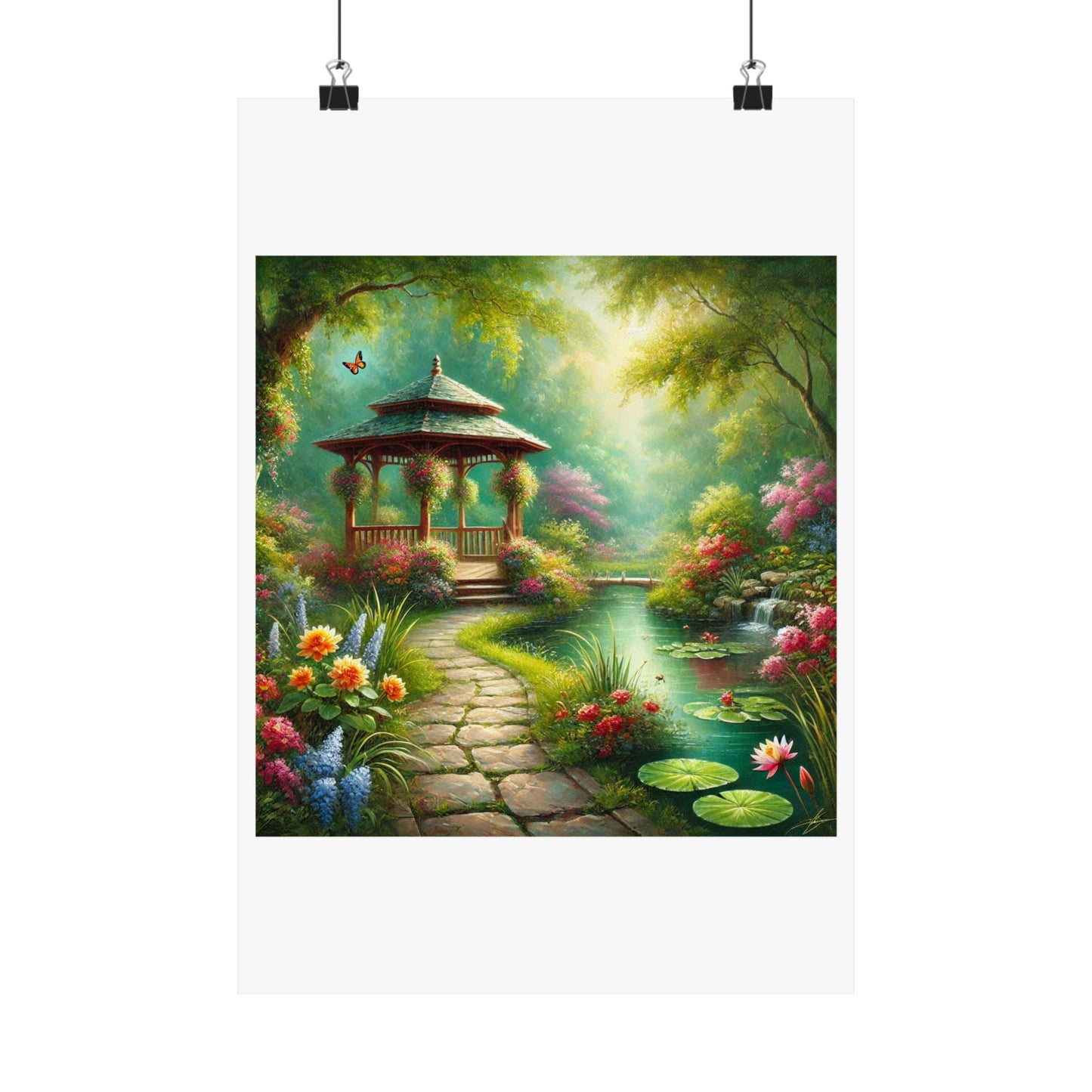 Spring Garden Gazebo Floral Landscape Poster