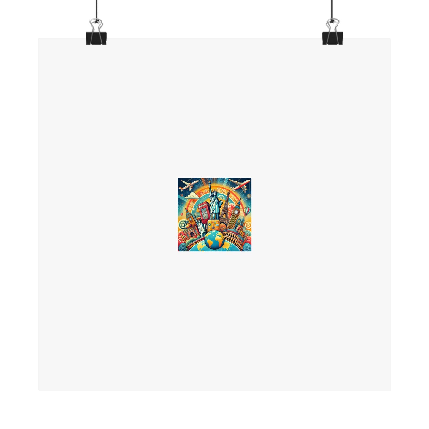 Global Landmark Adventure Collage Colorful Travel Poster