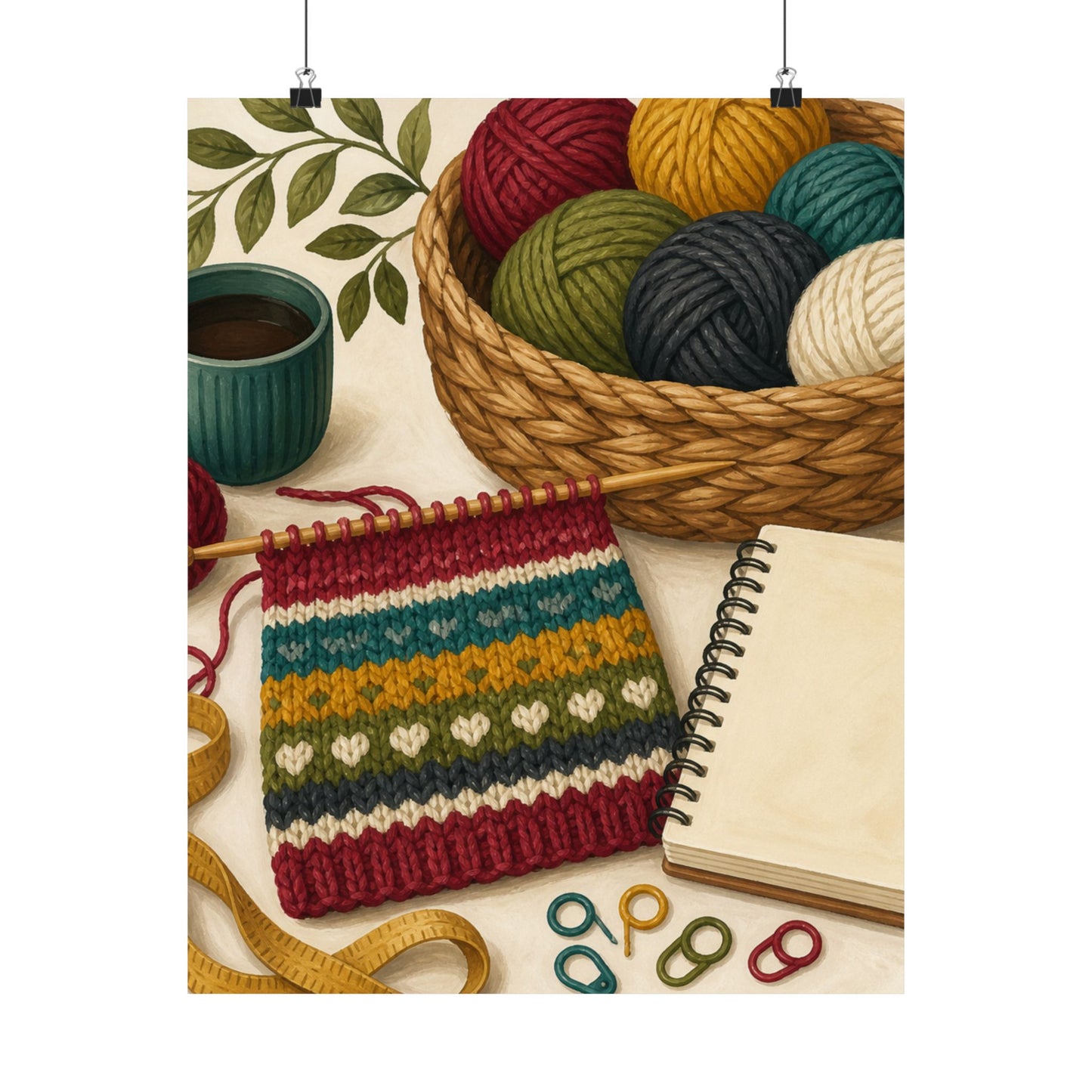 Cozy Knitting and Yarn Hobby Art Poster