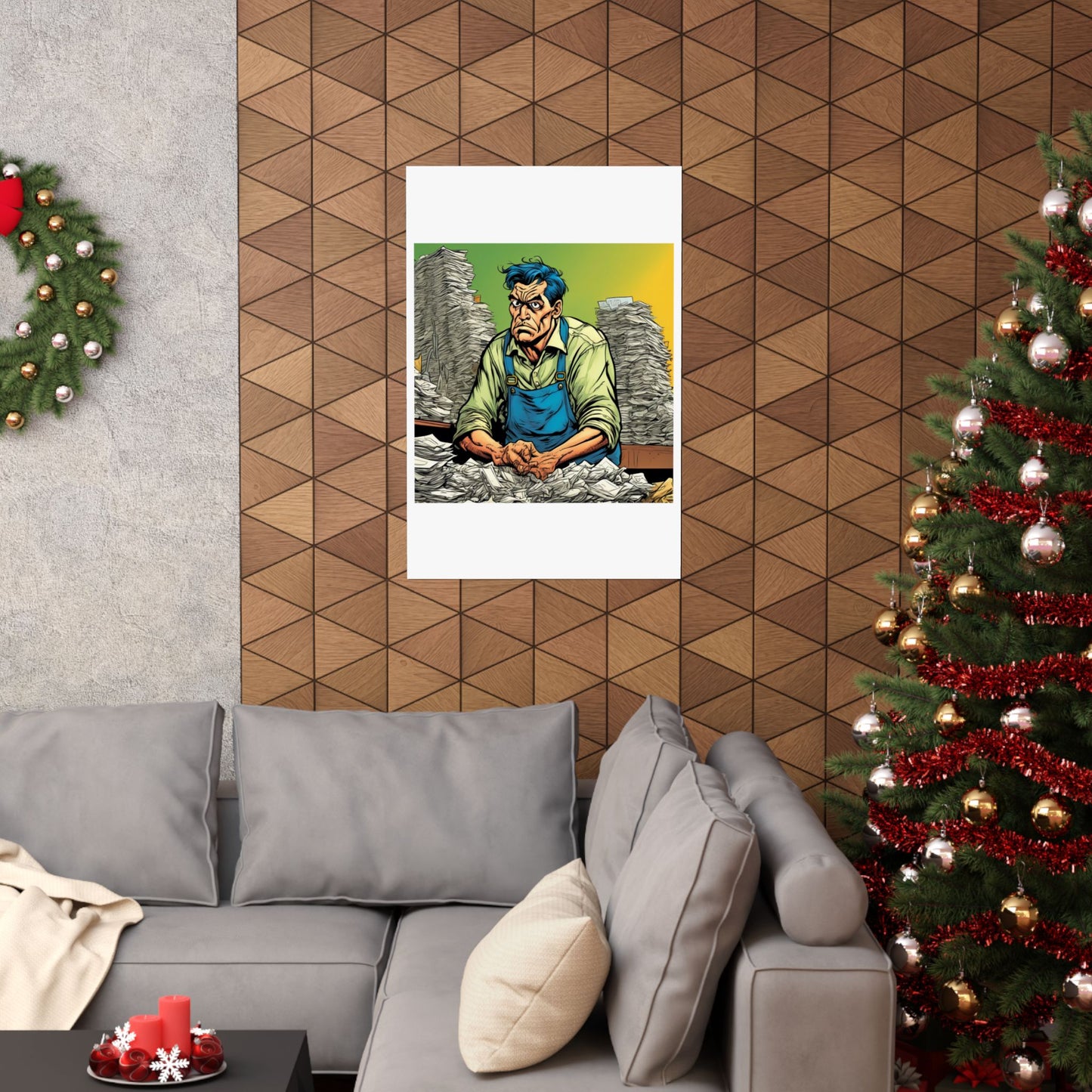 Paperwork Chaos Desk Worker Funny Office Art Poster