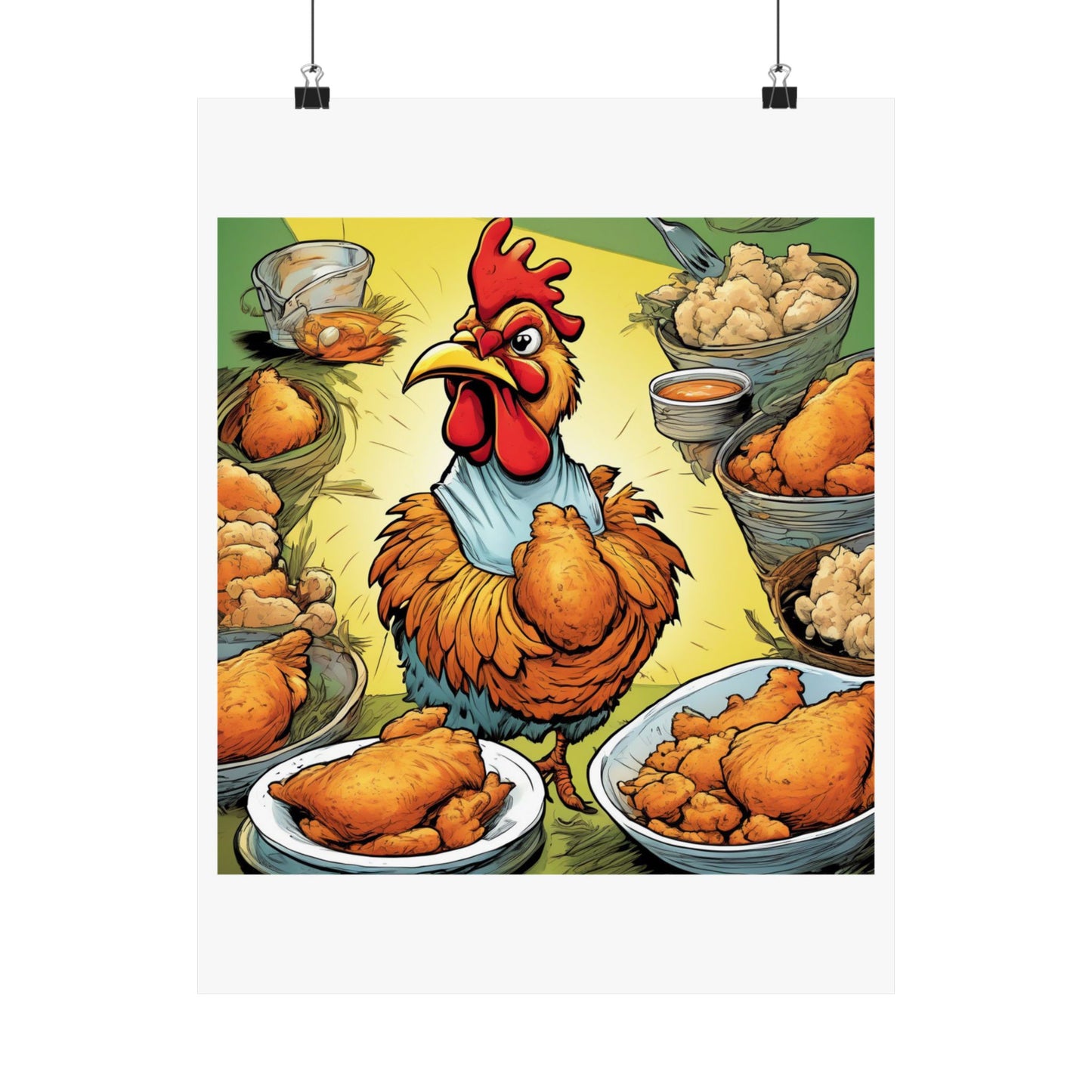 Funny Chicken Fried Food Comfort Food Art Poster