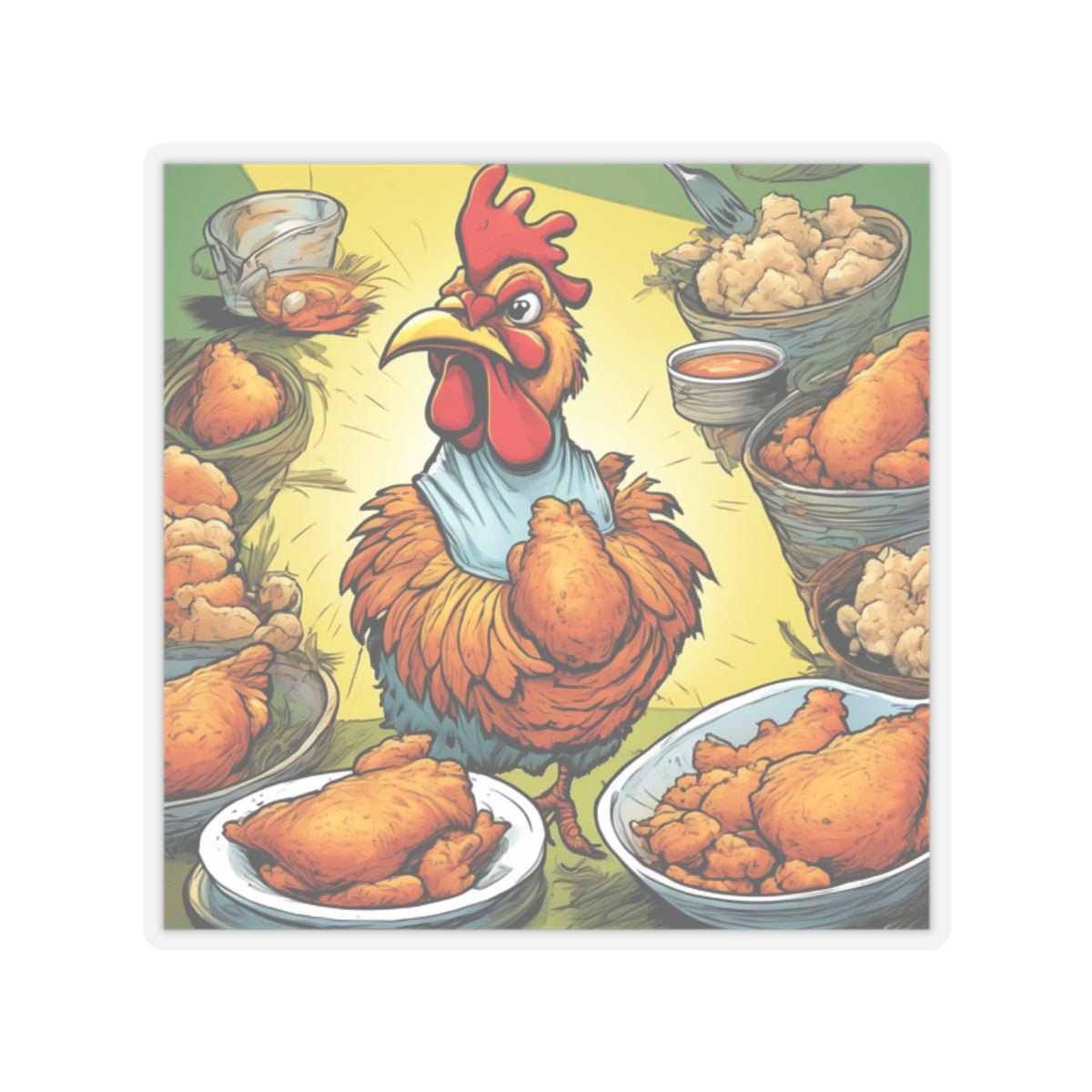 Funny Chicken Fried Food Comfort Food Art Sticker
