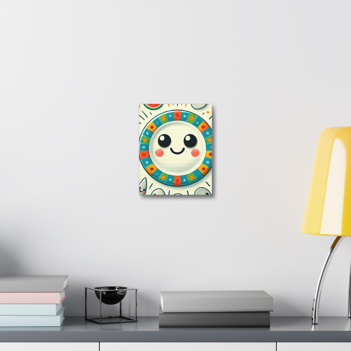 Happy Little Kitchen Club Kawaii Food Canvas Kitchen Wall Art Decor Gift