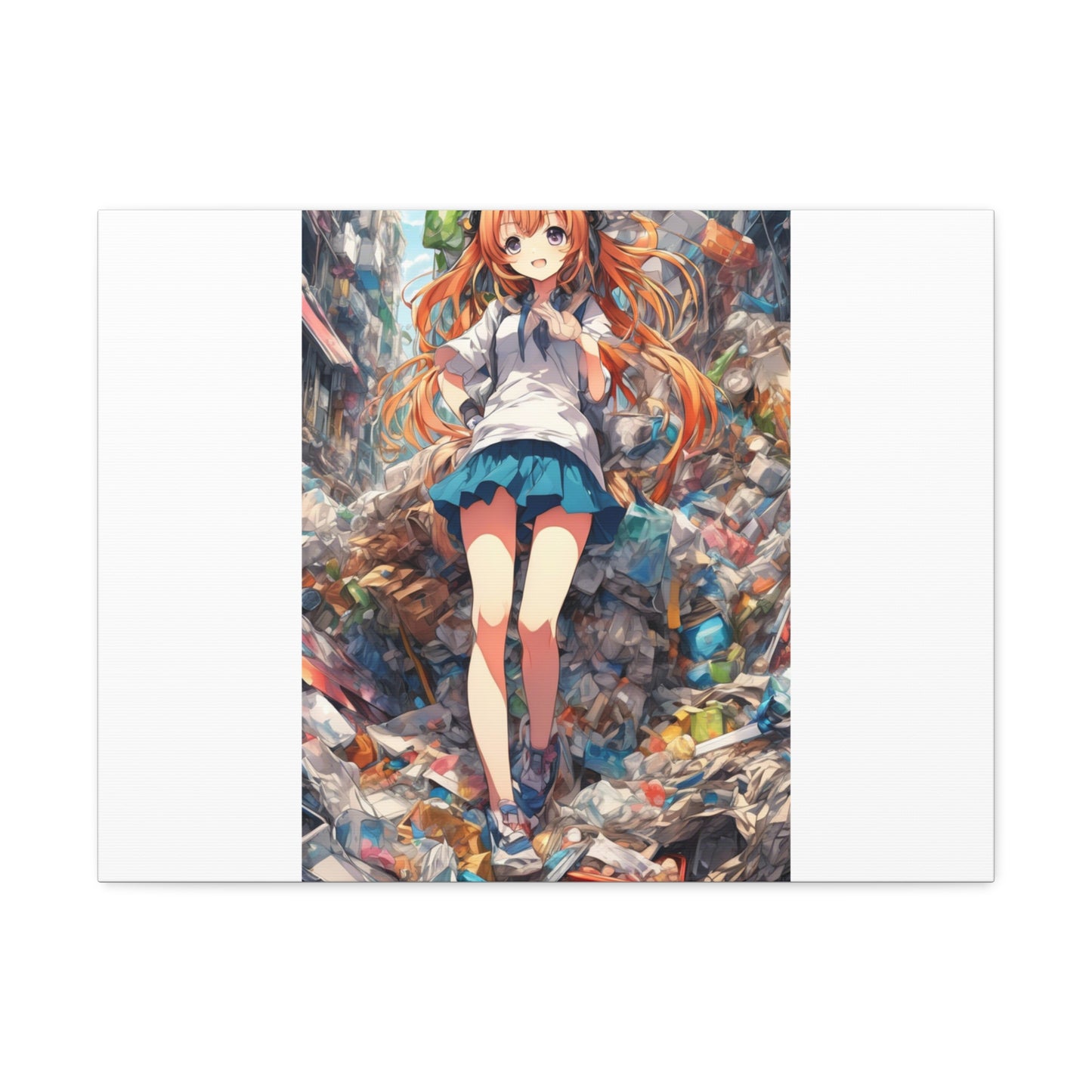 Recycling Rescue Anime Heroine Eco Street Art Canvas