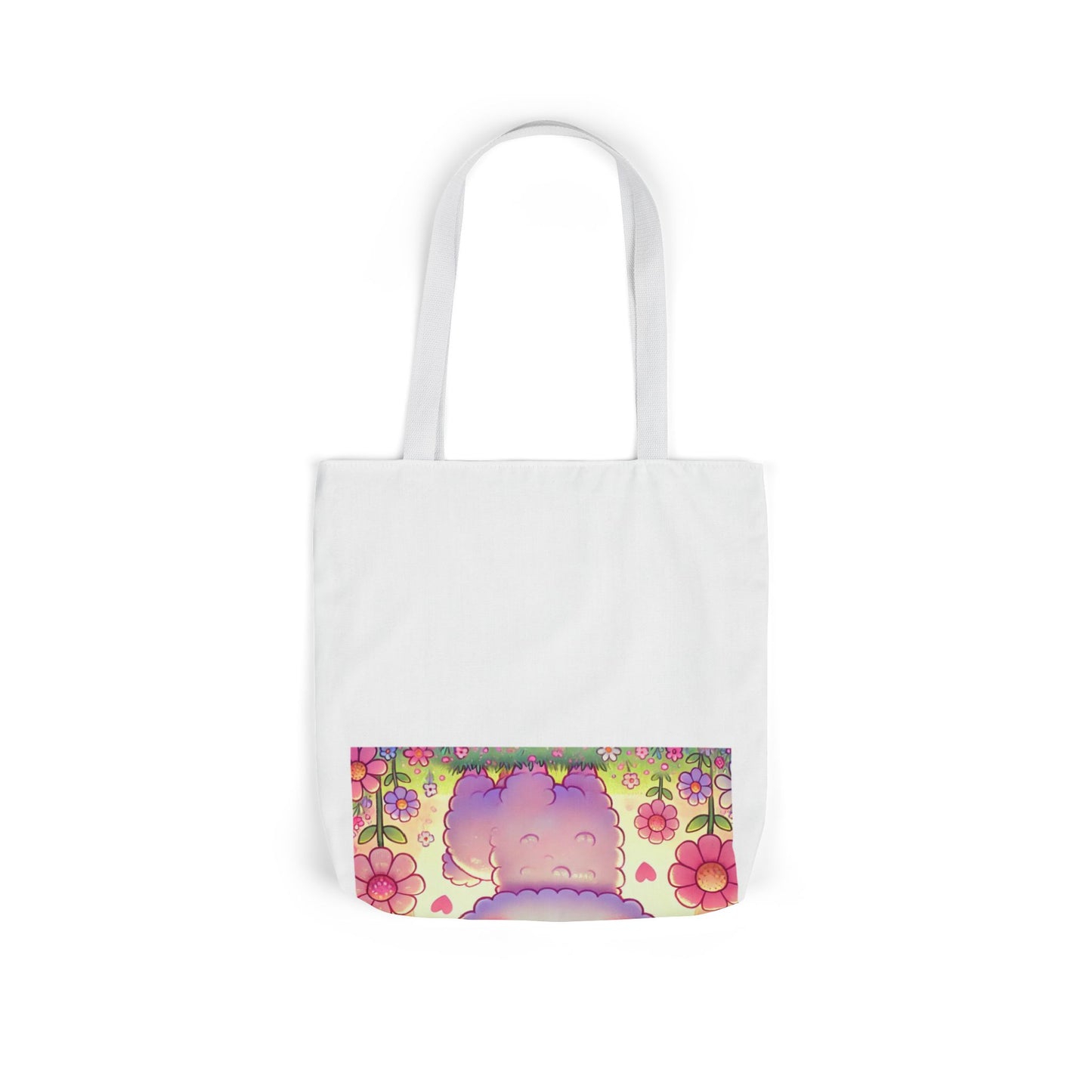 Pastel Floral Alpaca Garden Kawaii Canvas Tote Bag