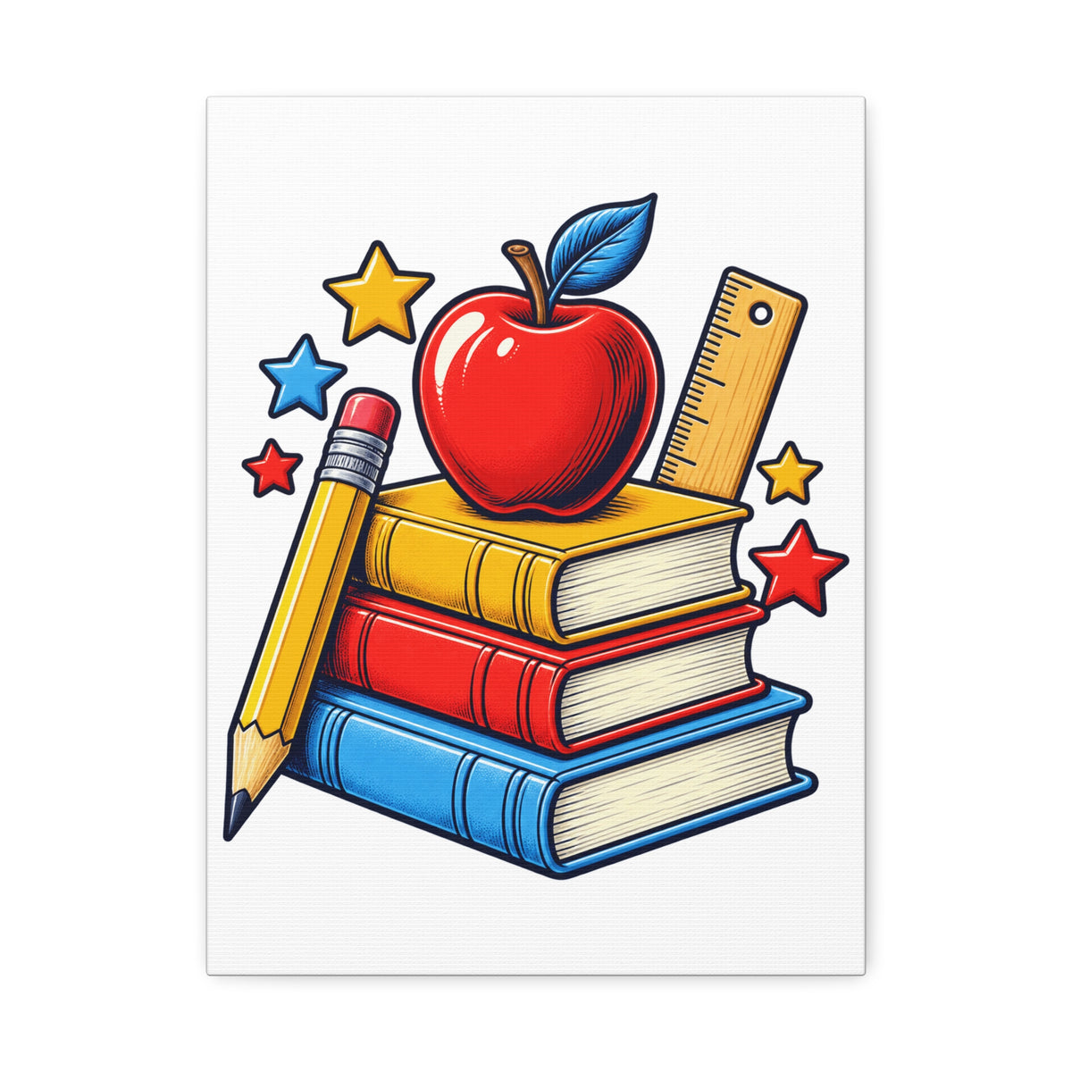 Retro School Books Apple Teacher Appreciation Canvas Art