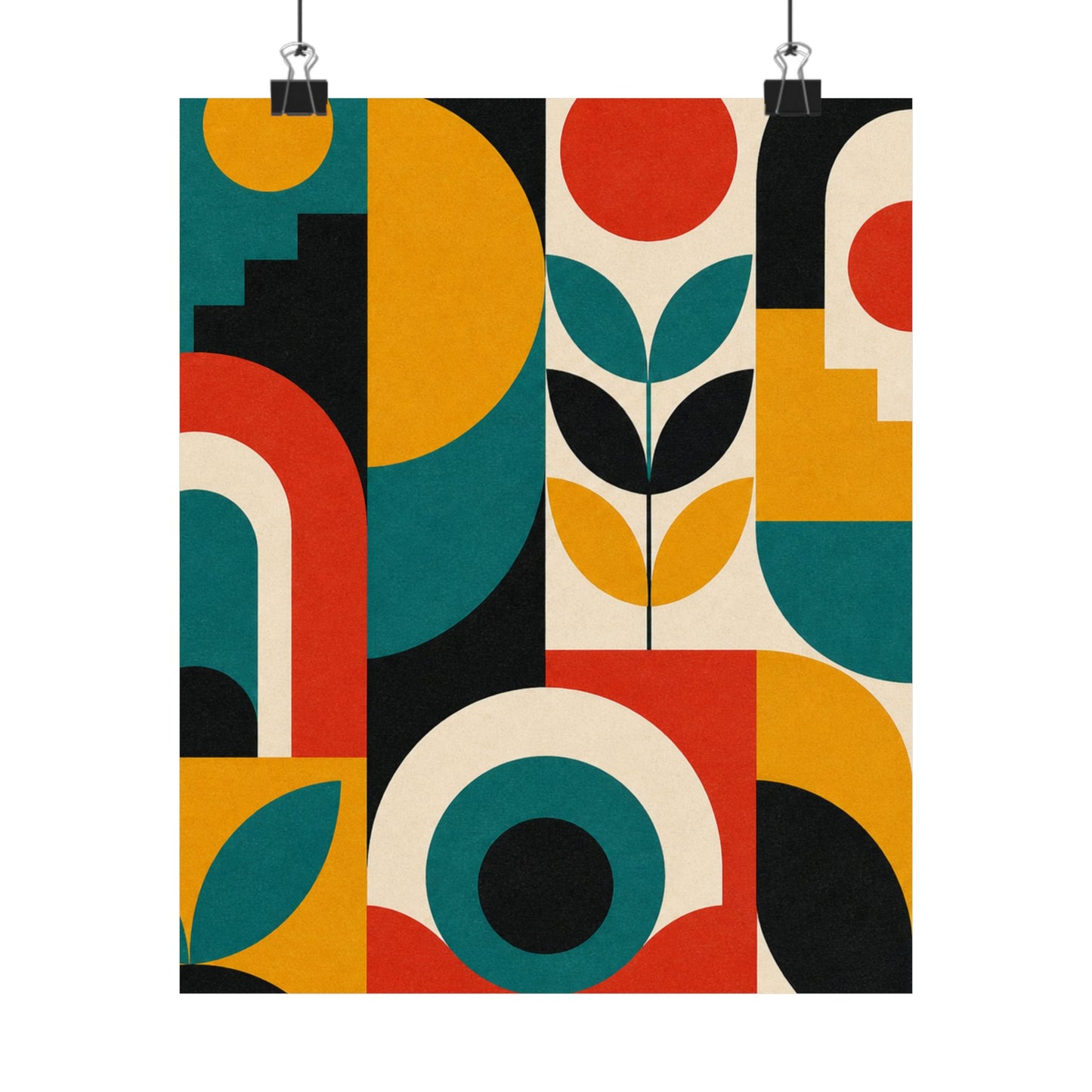 Mid Century Arches Botanical Geometric Abstract Poster