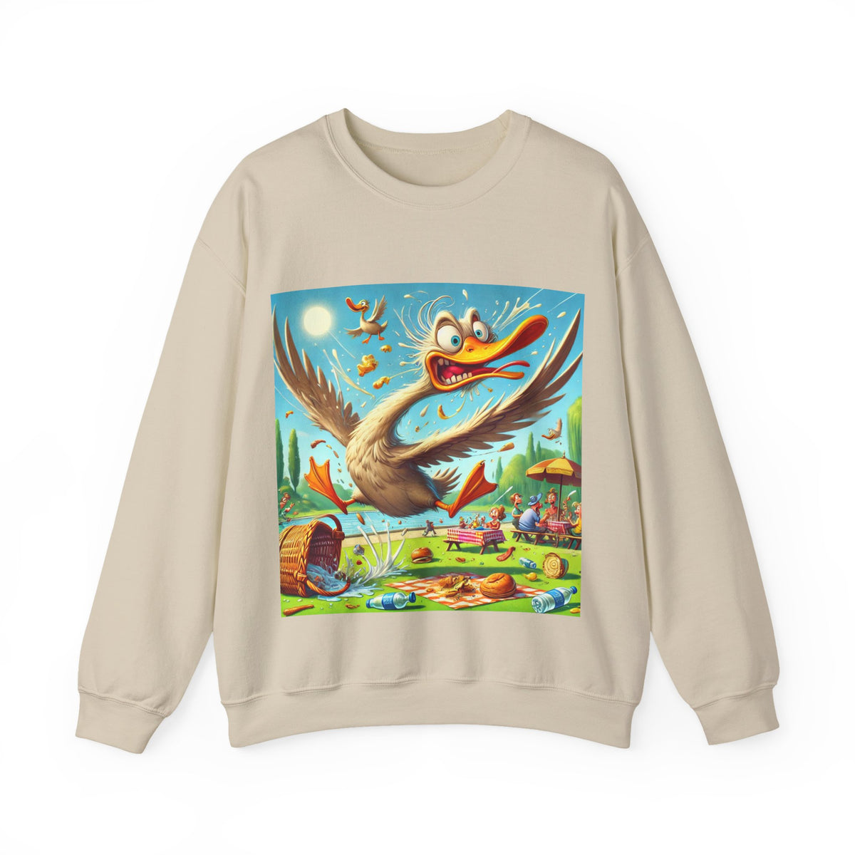 Chaotic Picnic Duck Funny Summer Art Sweatshirt