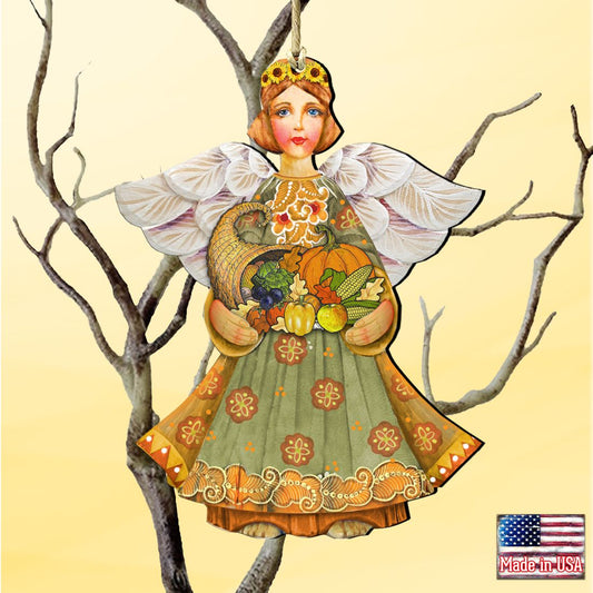 Fall Angel Wooden Ornaments by G. DeBrekht - Thanksgiving Halloween Decor - 8155232
