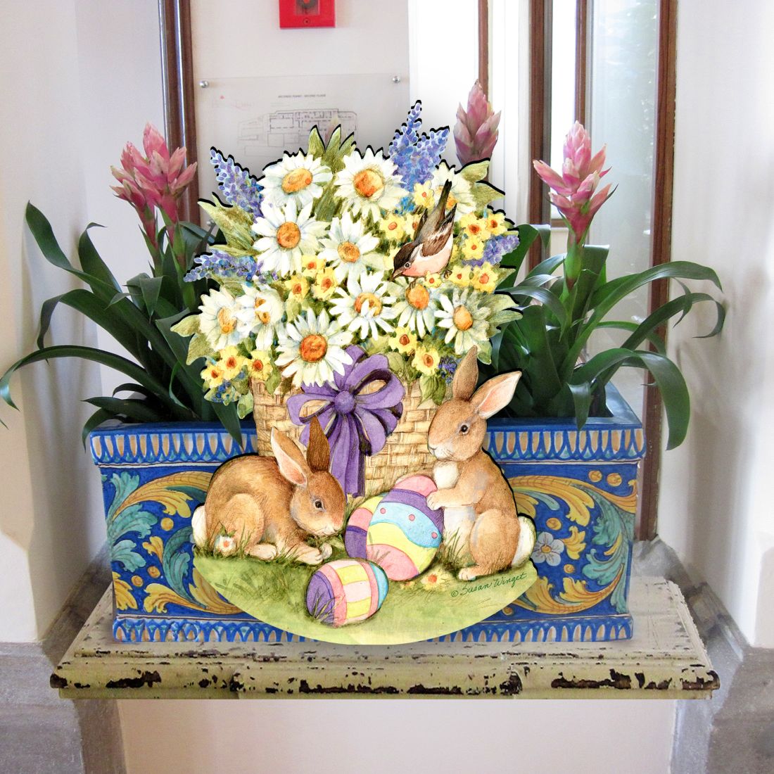 Spring Bunny Easter Door Decor by Susan Winget - Easter Spring Decor - 8471301H-SW