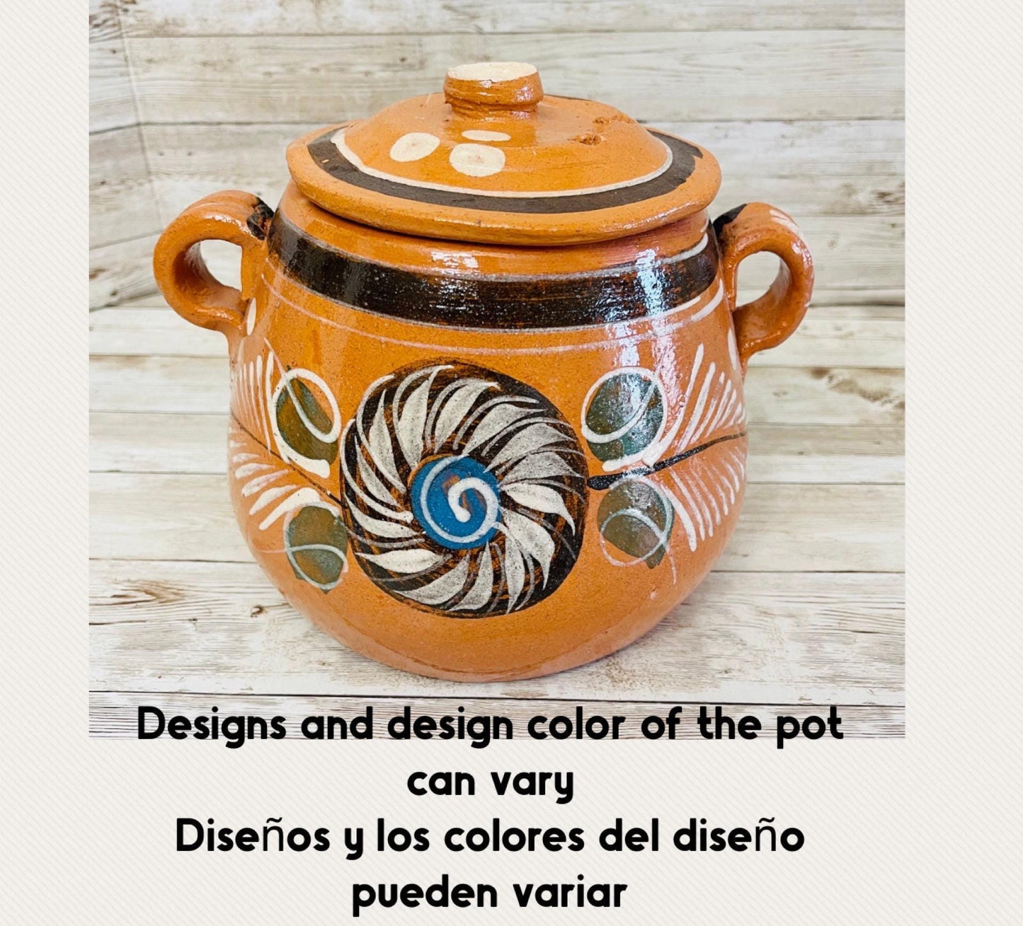 3 Liter Terra Cota Clay Pot for Beans Soups Olla Tonala de Barro para Caldos Frijoles Sopas 3 Litros