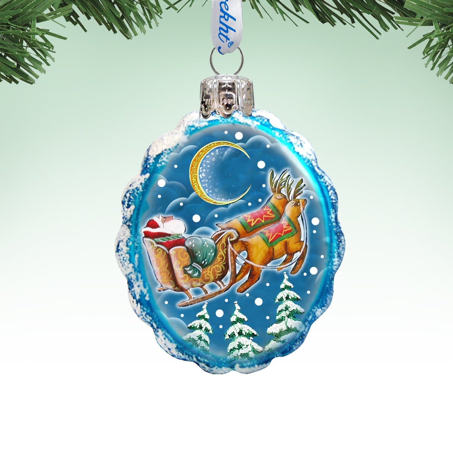 Christmas Night Mercury Glass Ornaments Set of 3 by G. DeBrekht - Christmas Santa Snowman Decor - 770103-2S3