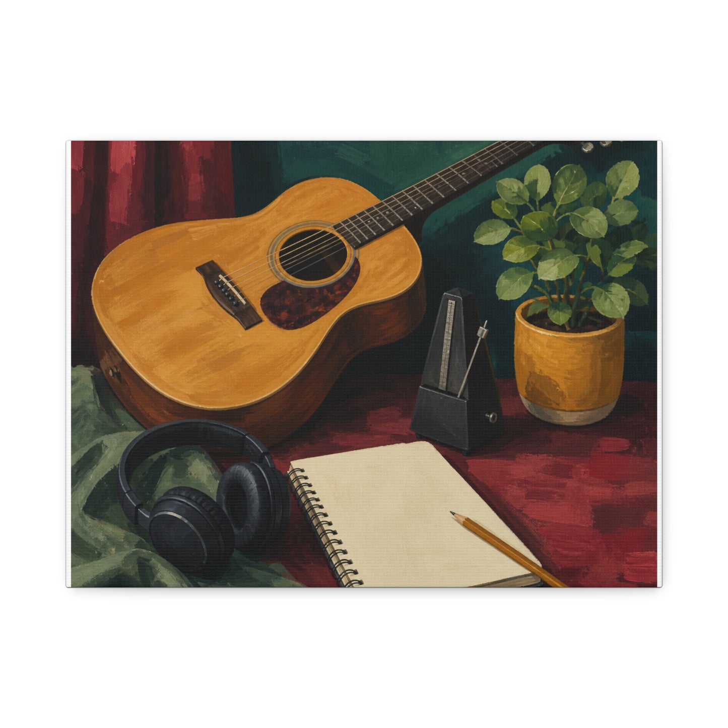 Cozy Acoustic Music Practice Art Canvas Art